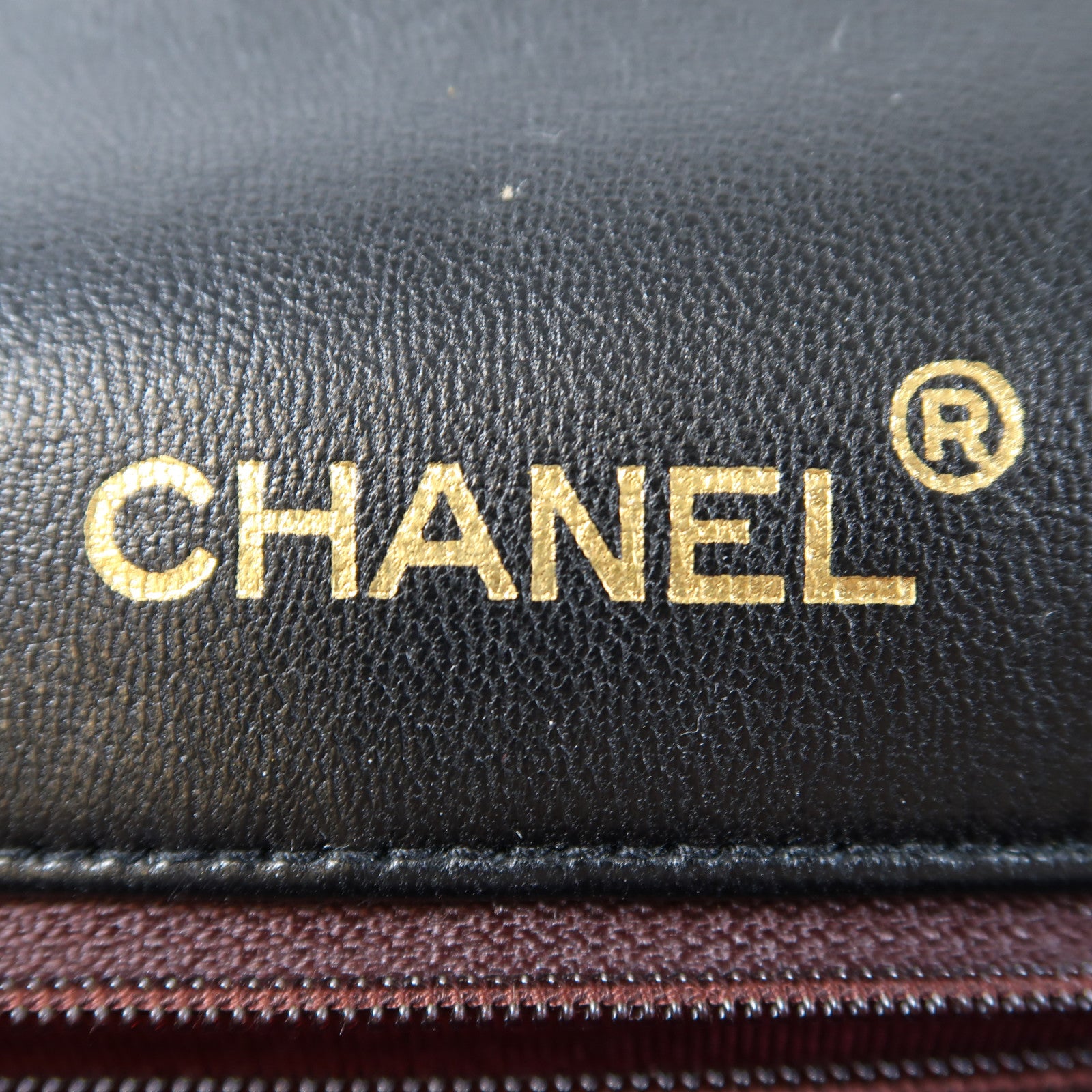 CHANEL 菱格羊皮皮革Vintage Chain Shoulder金扣鏈帶肩背袋黑色