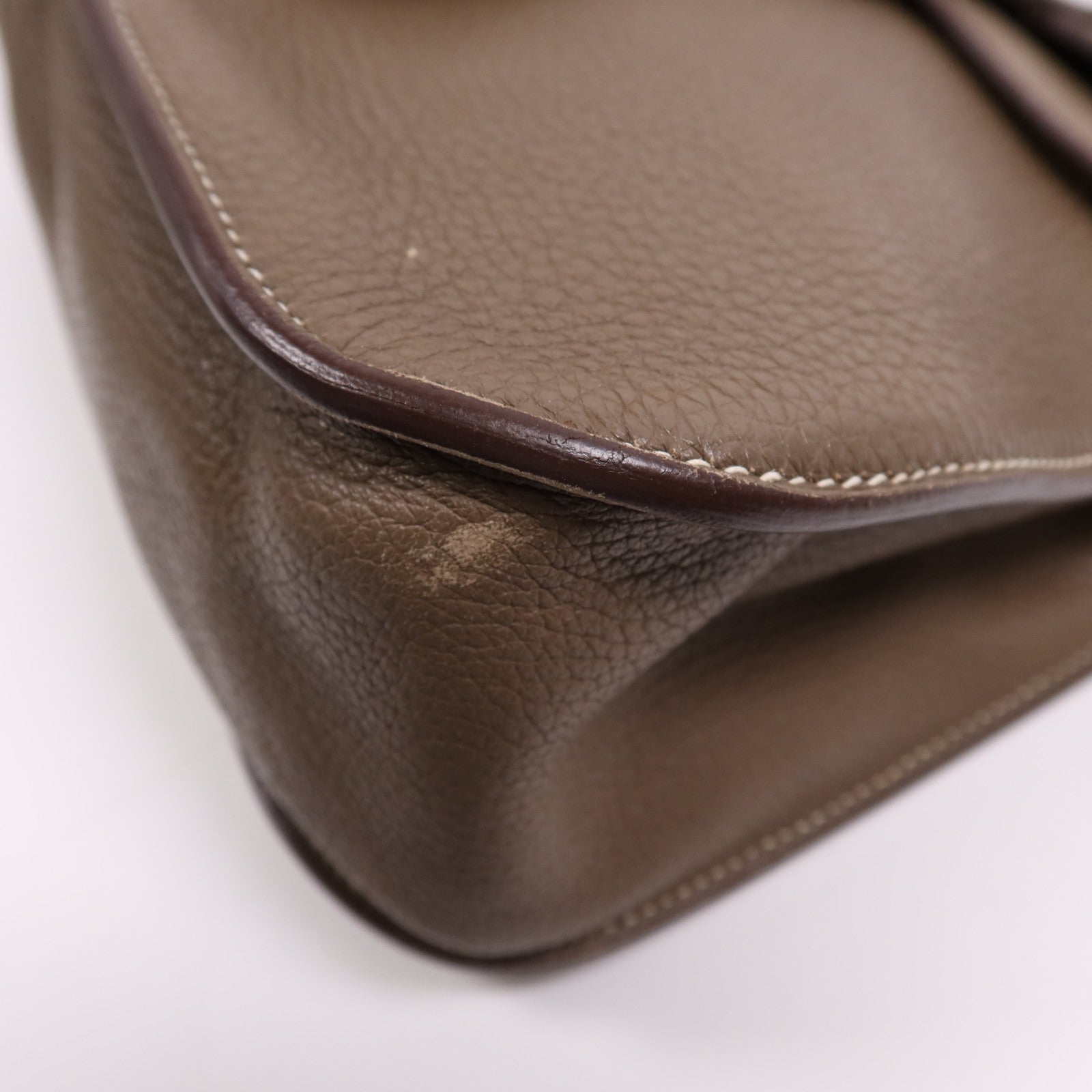 HERMES Clemence皮革Halzan 31銀扣手挽肩背兩用袋Etoupe