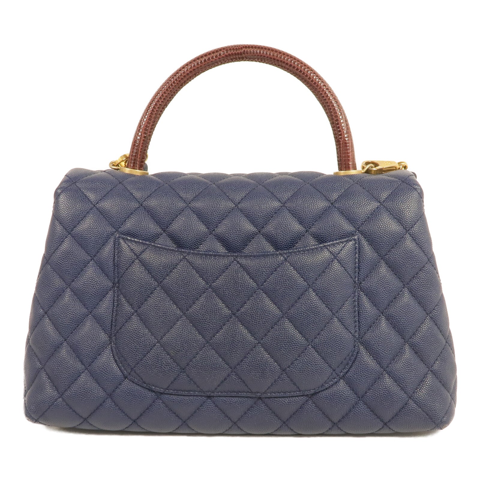 CHANEL 蜥蝪/牛皮皮革Coco Handle Medium金扣手挽肩背兩用袋