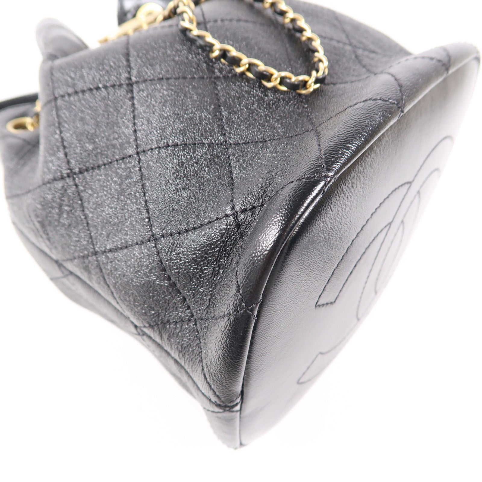 CHANEL 牛皮皮革Bucket Bag金扣手挽肩背兩用袋
