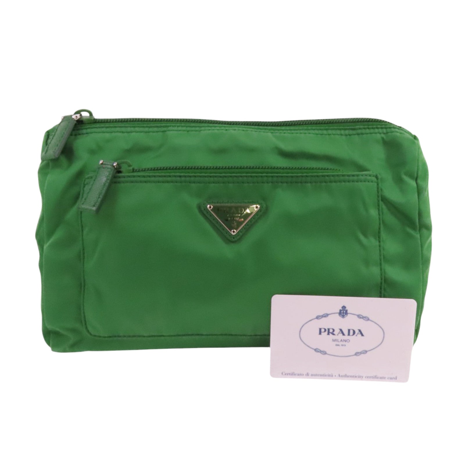 PRADA 尼龍Tessuto Cosmetic Bag Small銀扣手拿包