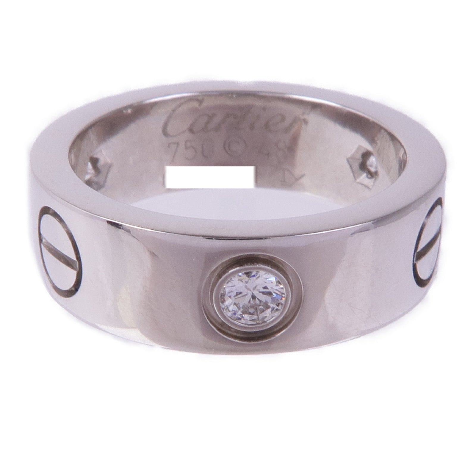 CARTIER 【激減優惠】18K白金Love Ring鑽石戒指Cartier#48/US#4.5