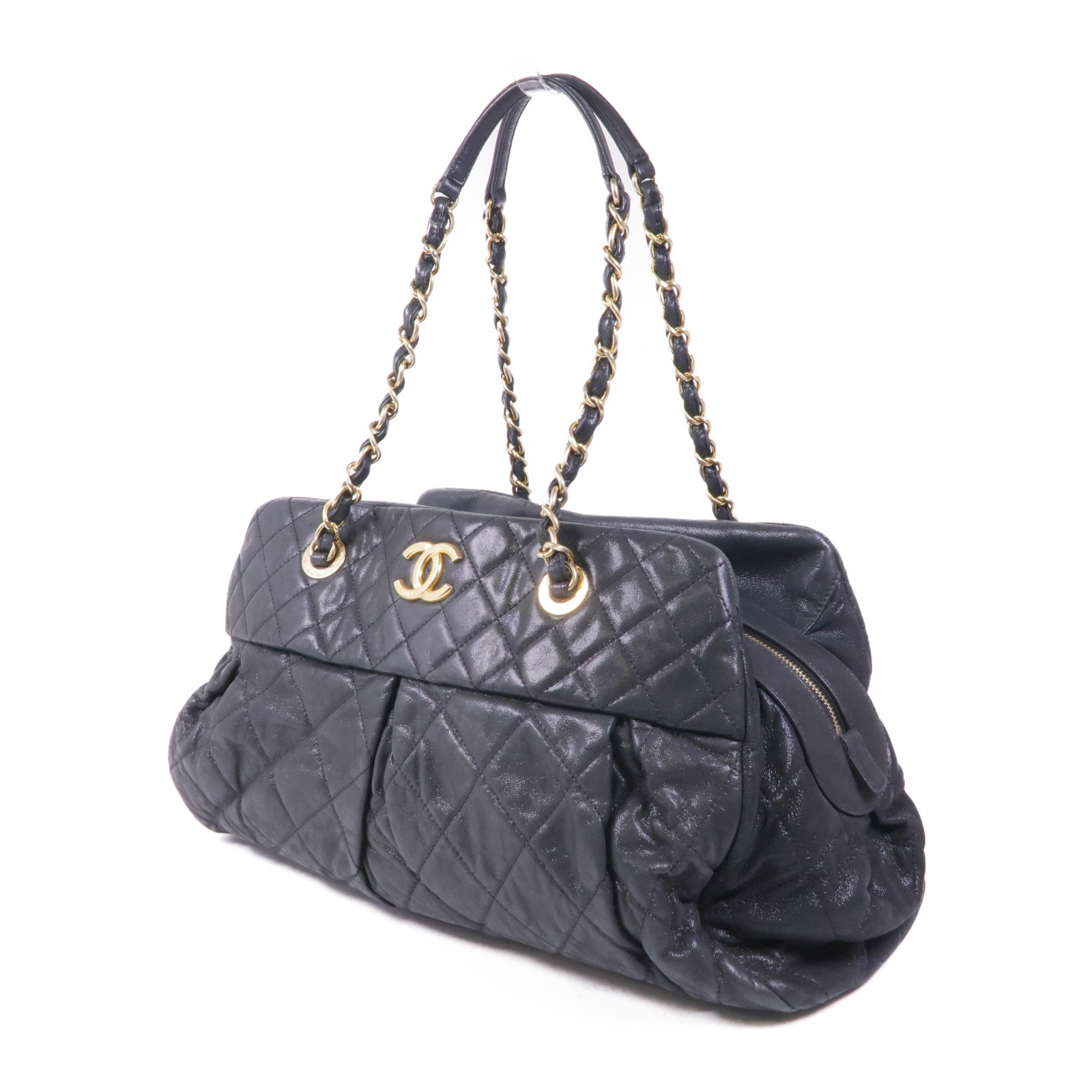 CHANEL 牛皮皮革Chain Shoulder/Tote金扣鏈帶肩背袋/手挽袋