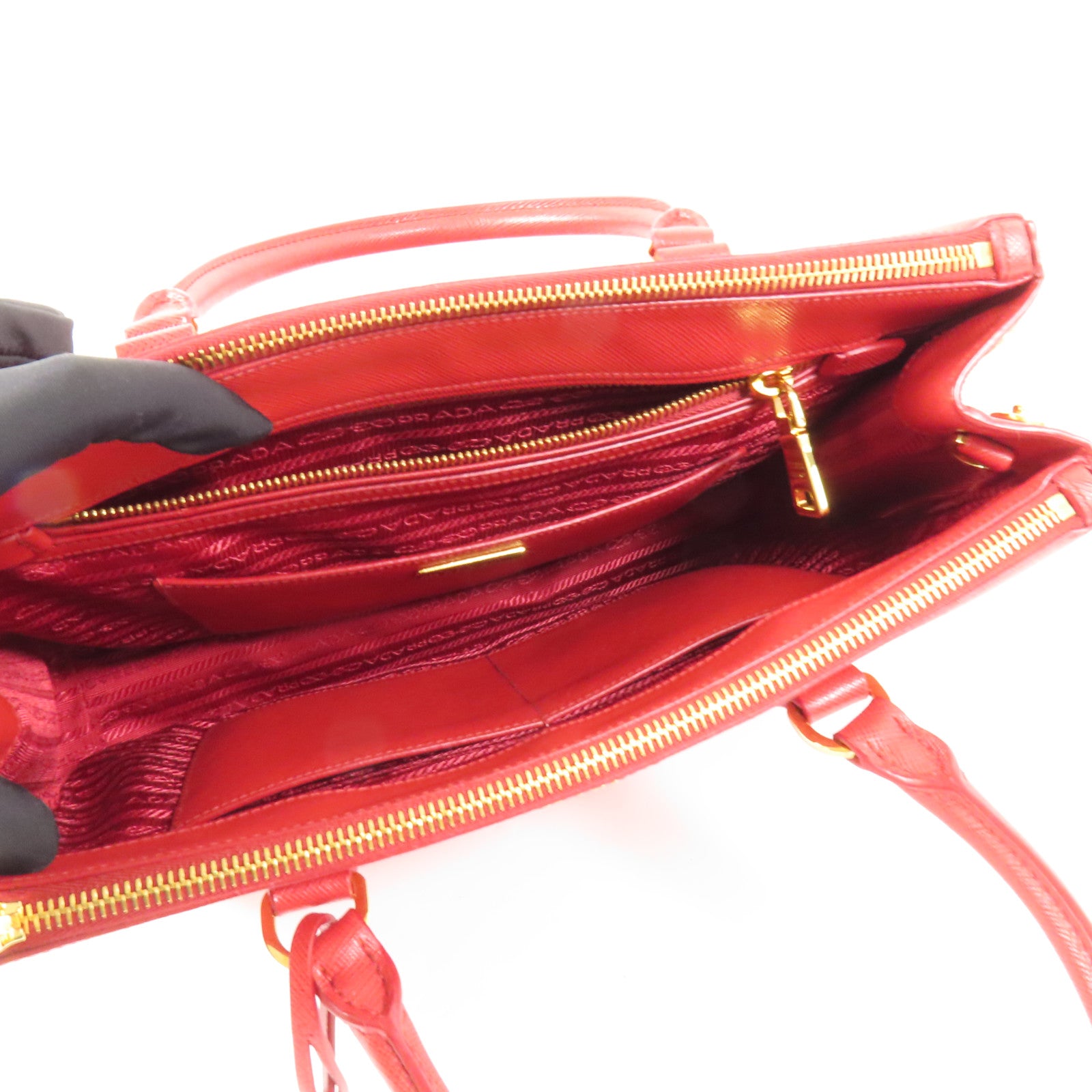 PRADA Saffiano皮革Shoulder Bag金扣手挽肩背兩用袋