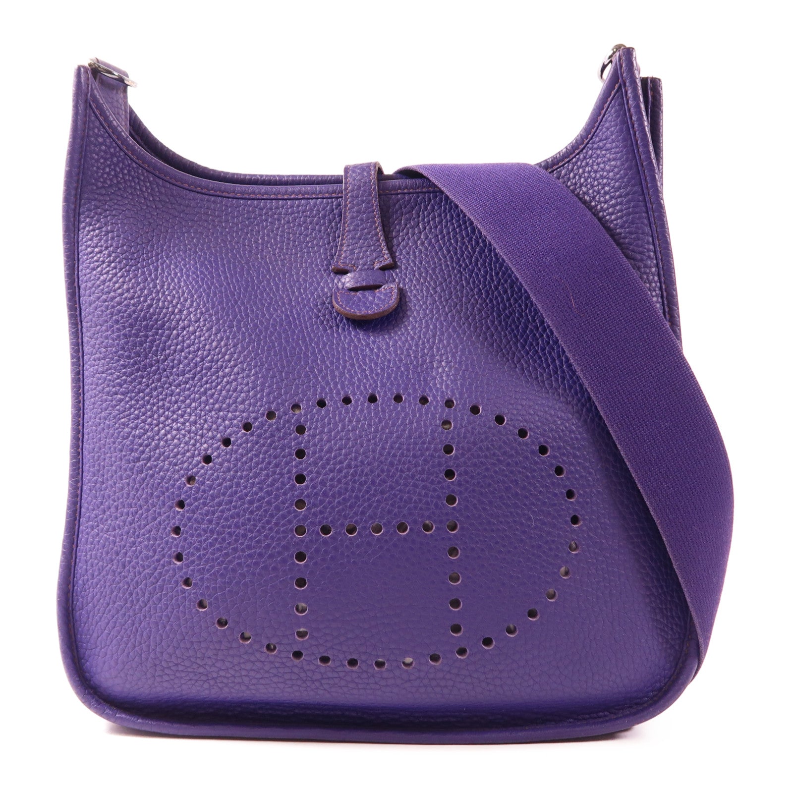 HERMES Clemence皮革Evelyne PM銀扣肩背袋Iris