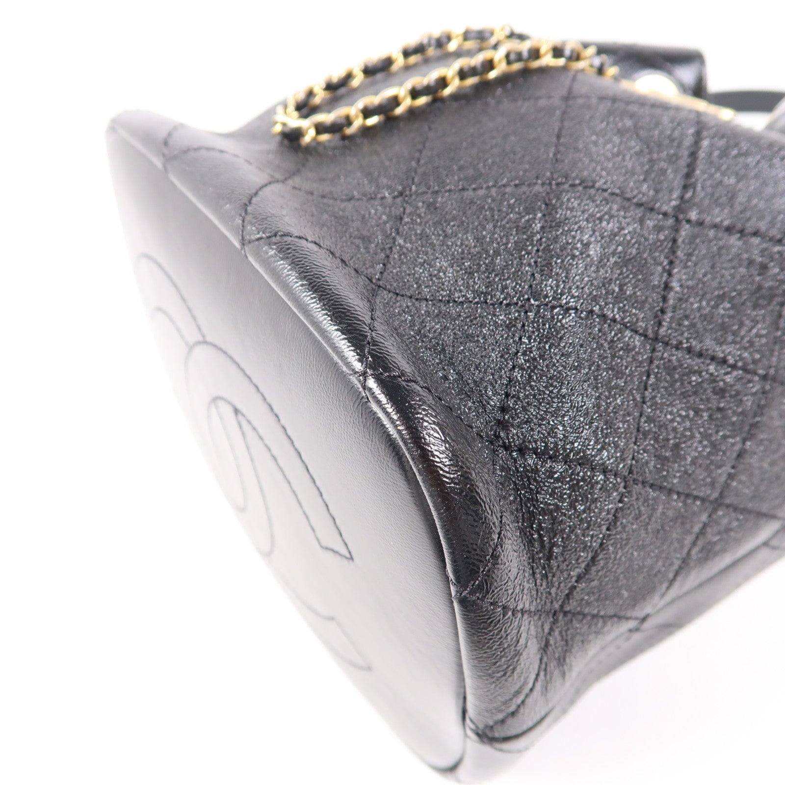 CHANEL 牛皮皮革Bucket Bag金扣手挽肩背兩用袋