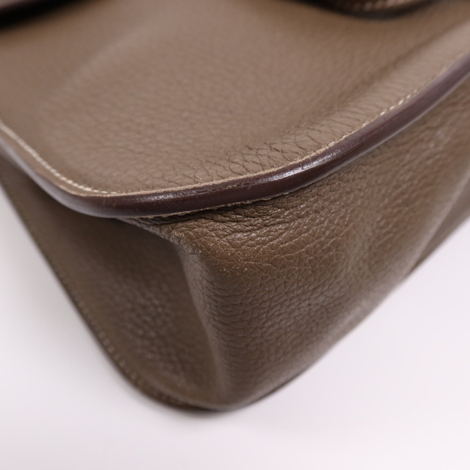 HERMES Clemence皮革Halzan 31銀扣手挽肩背兩用袋Etoupe