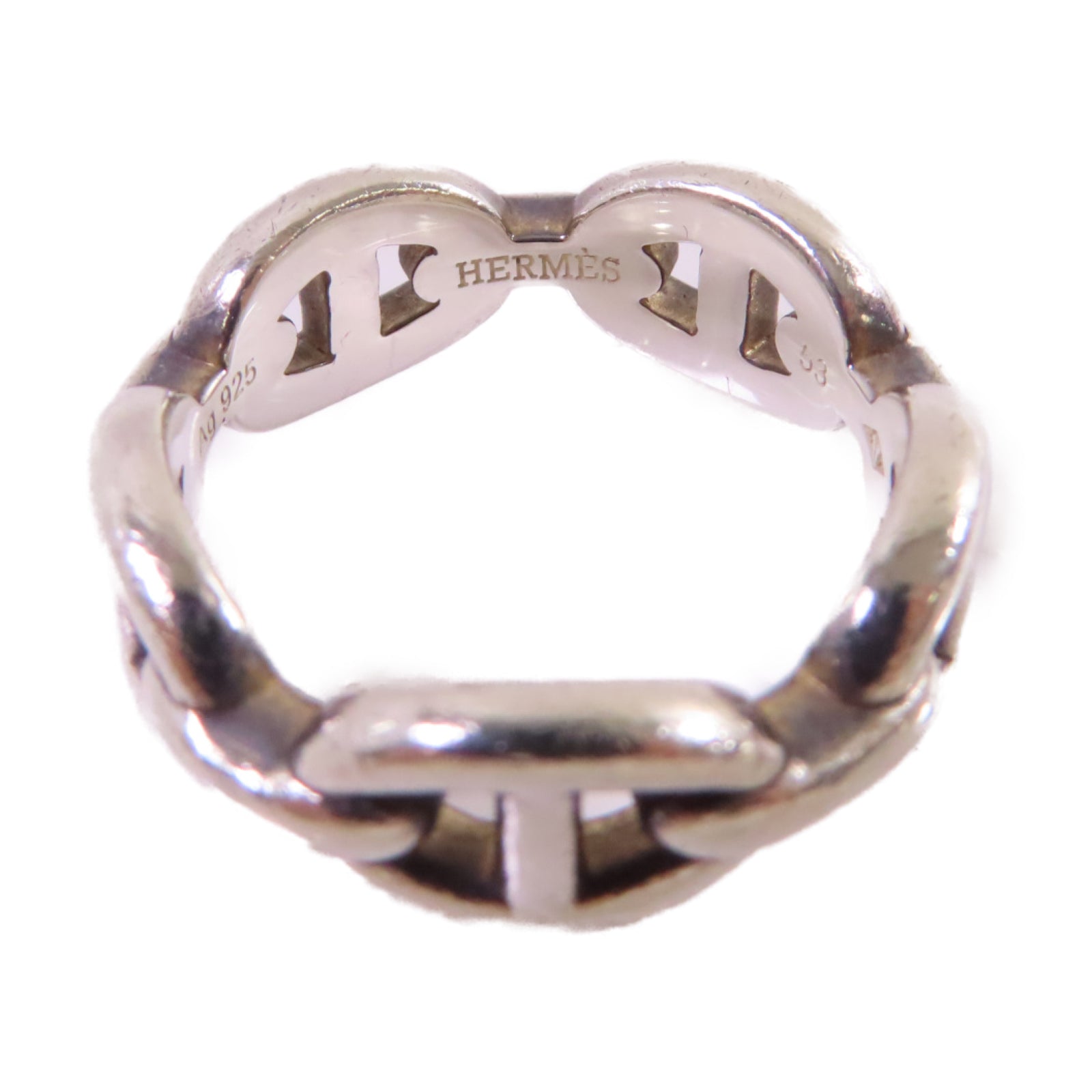 HERMES 925純銀Chaine d'Ancre Enchainee Ring戒指#53/US#6.75
