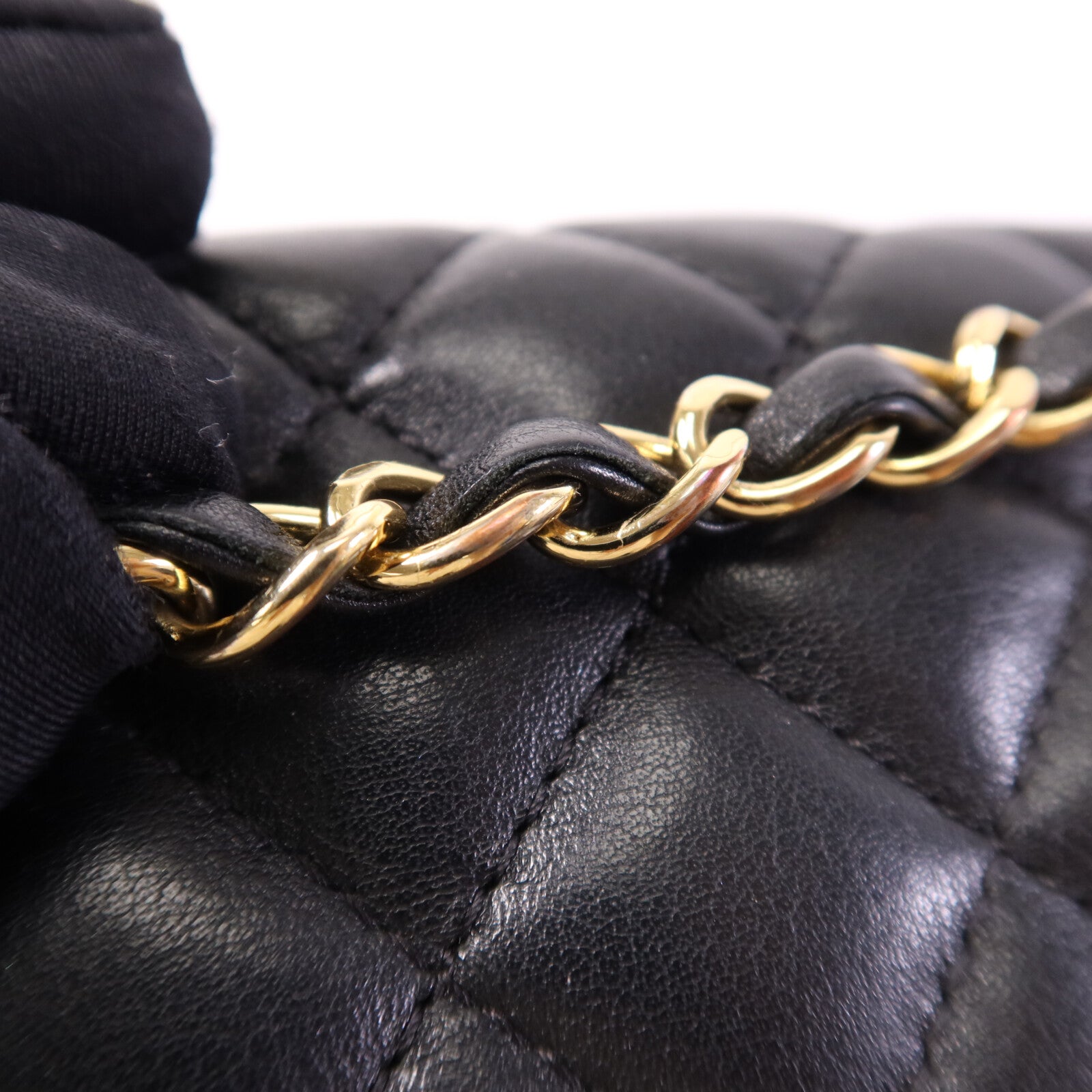 CHANEL 羊皮皮革Backpack金扣鏈帶背包