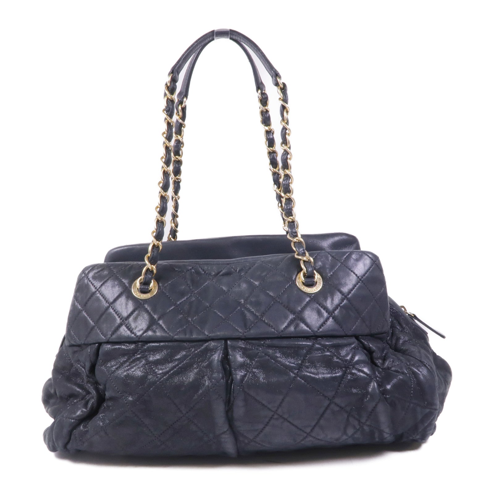 CHANEL 牛皮皮革Chain Shoulder/Tote金扣鏈帶肩背袋/手挽袋
