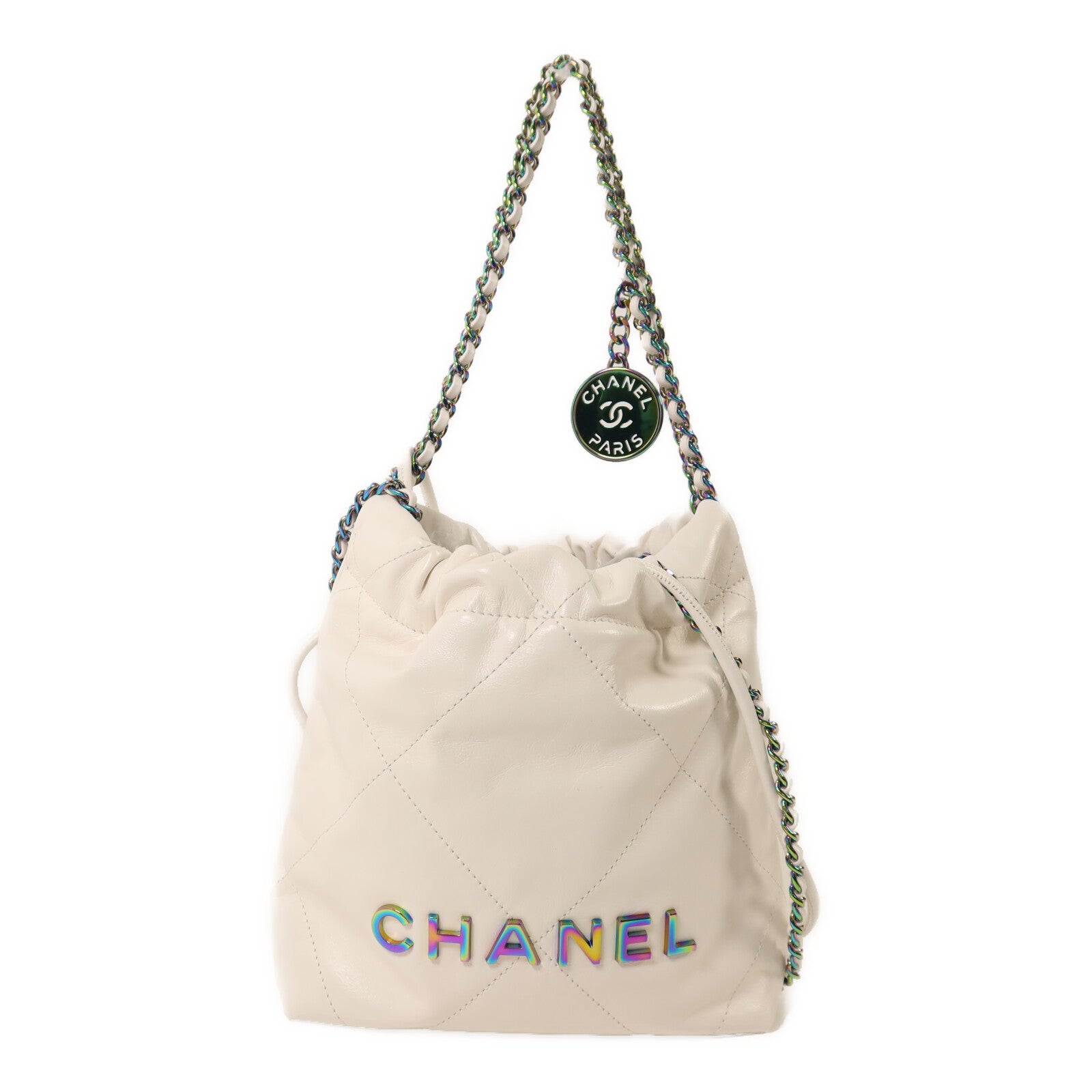 CHANEL 牛皮皮革Chanel 22 Mini鏈帶手挽肩背兩用袋