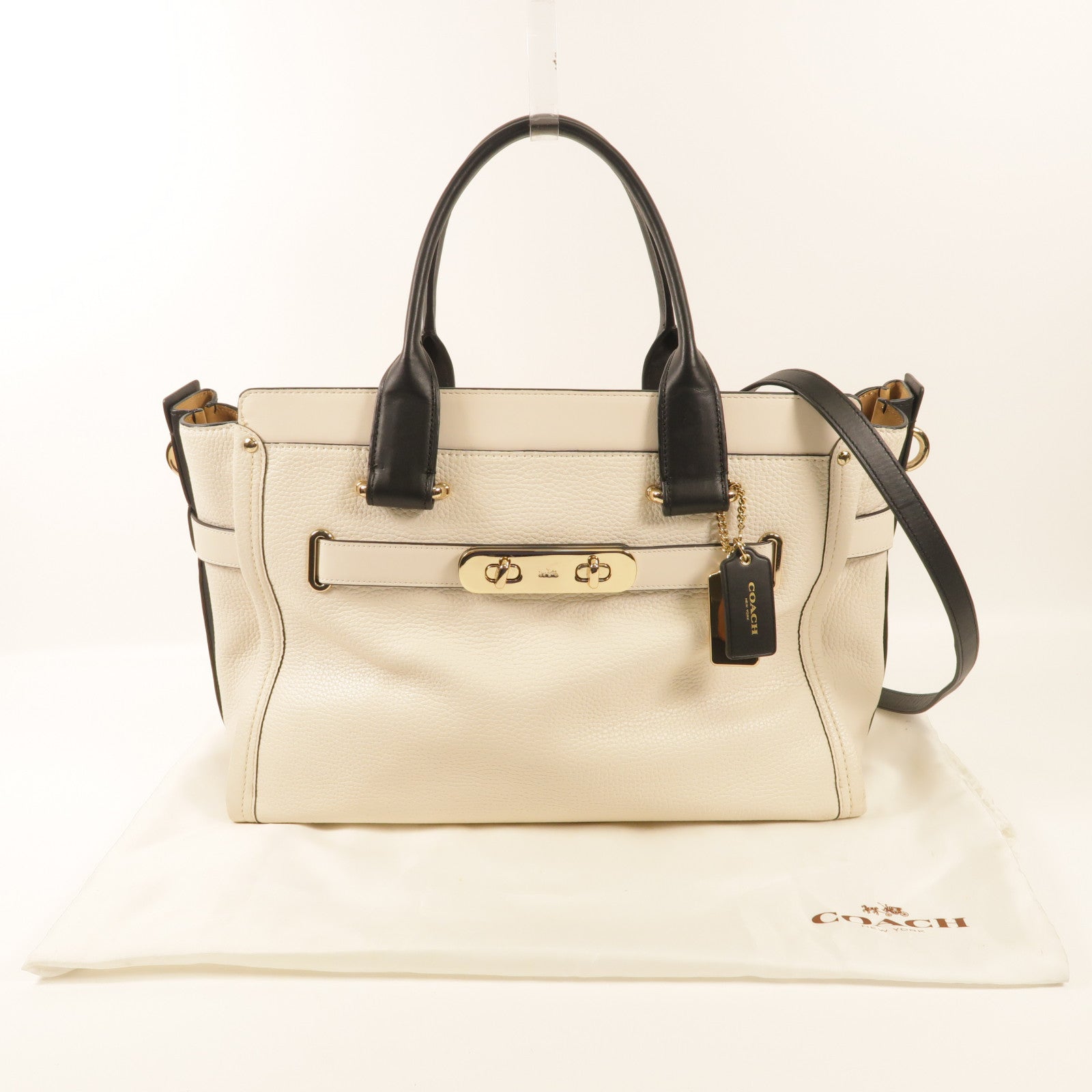 COACH 牛皮皮革Shoulder Bag金扣手挽肩背兩用袋