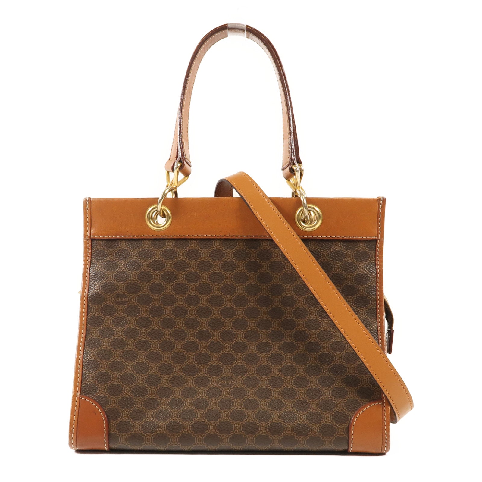 CELINE 塗屠帆布Vintage 2 Way Shoulder金扣手挽肩背兩用袋