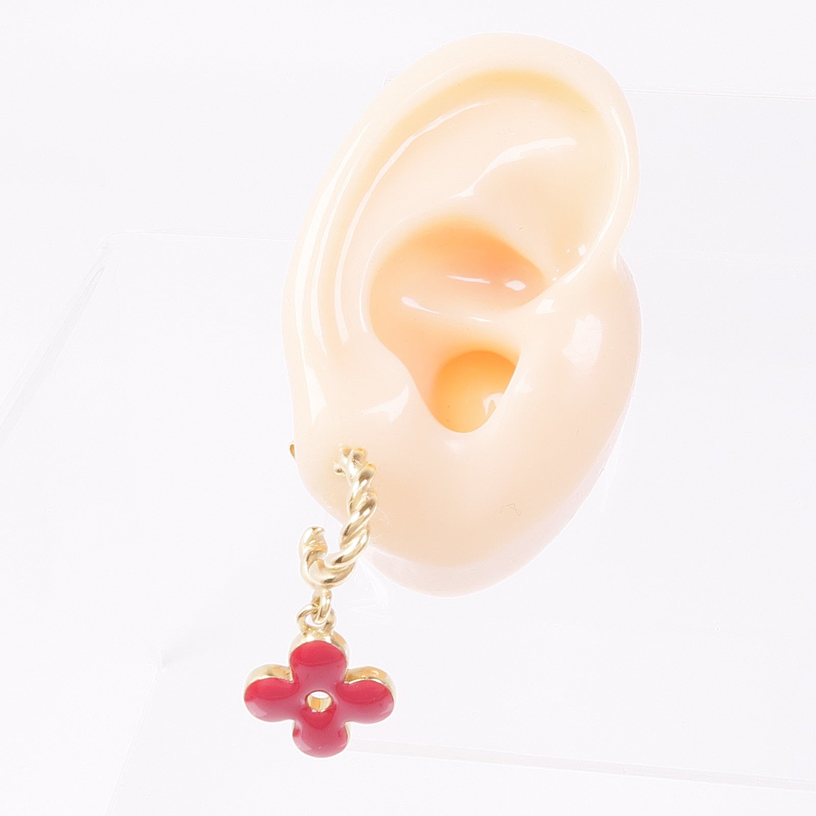 LOUIS VUITTON LV Sweet Monogram Earrings Metal Gold Red