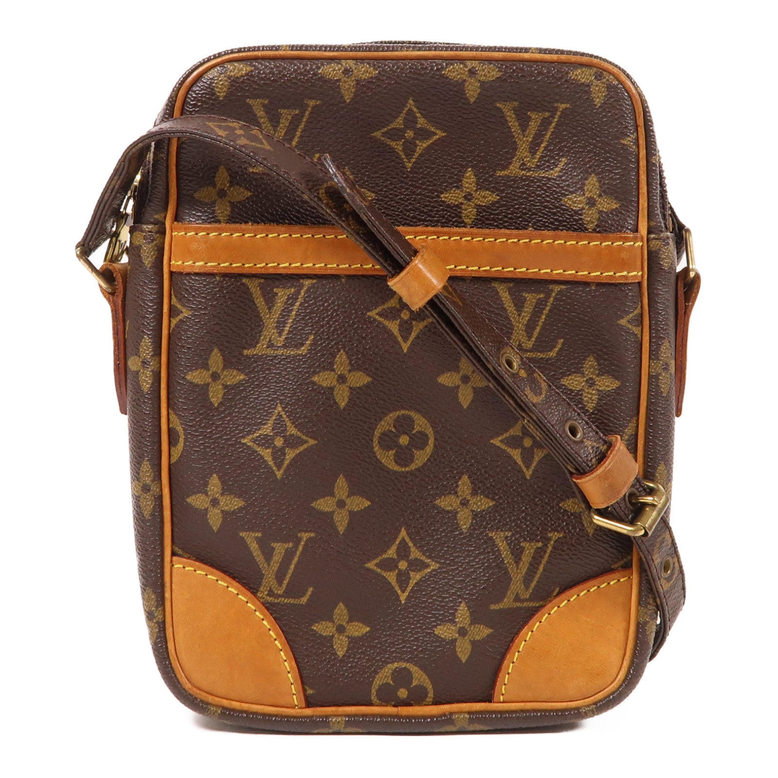 LOUIS VUITTON Monogram Danube金扣肩背袋棕色