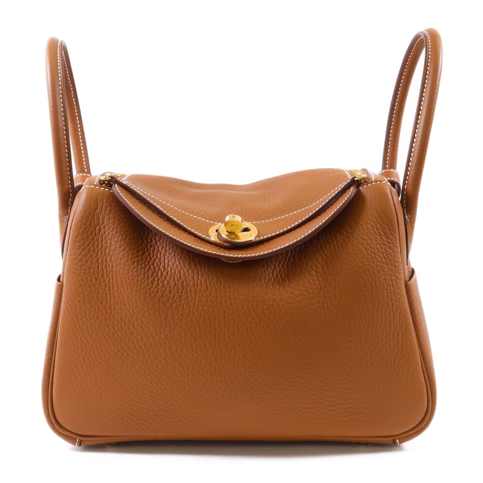HERMES Clemence皮革Lindy 26金扣肩背袋