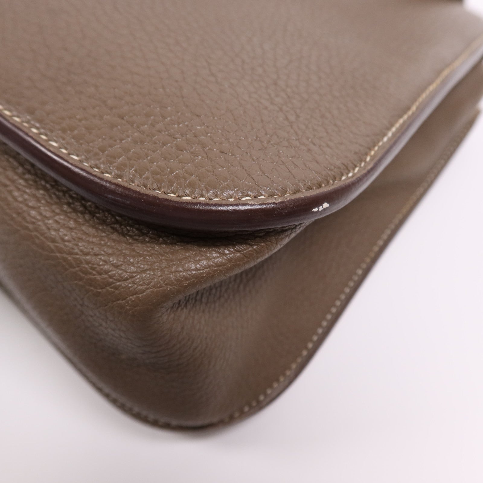 HERMES Clemence皮革Halzan 31銀扣手挽肩背兩用袋Etoupe