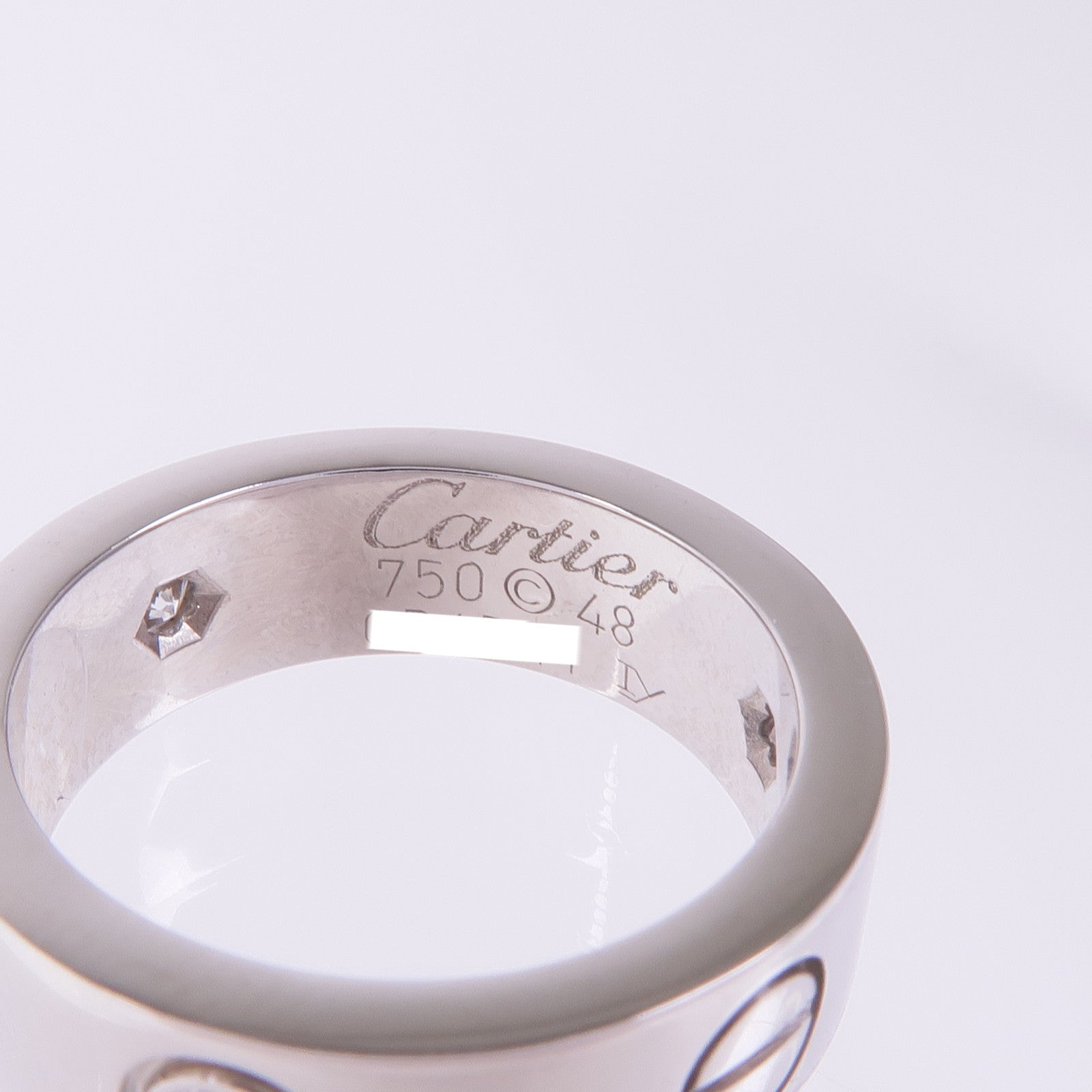 CARTIER 【激減優惠】18K白金Love Ring鑽石戒指Cartier#48/US#4.5