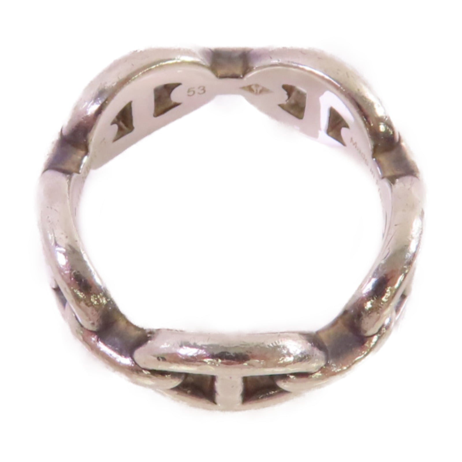 HERMES 925純銀Chaine d'Ancre Enchainee Ring戒指#53/US#6.75