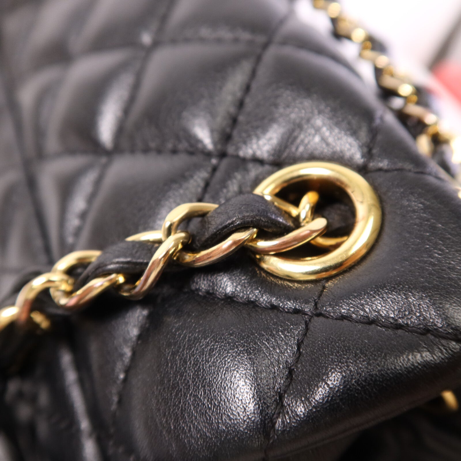 CHANEL 羊皮皮革Backpack金扣鏈帶背包