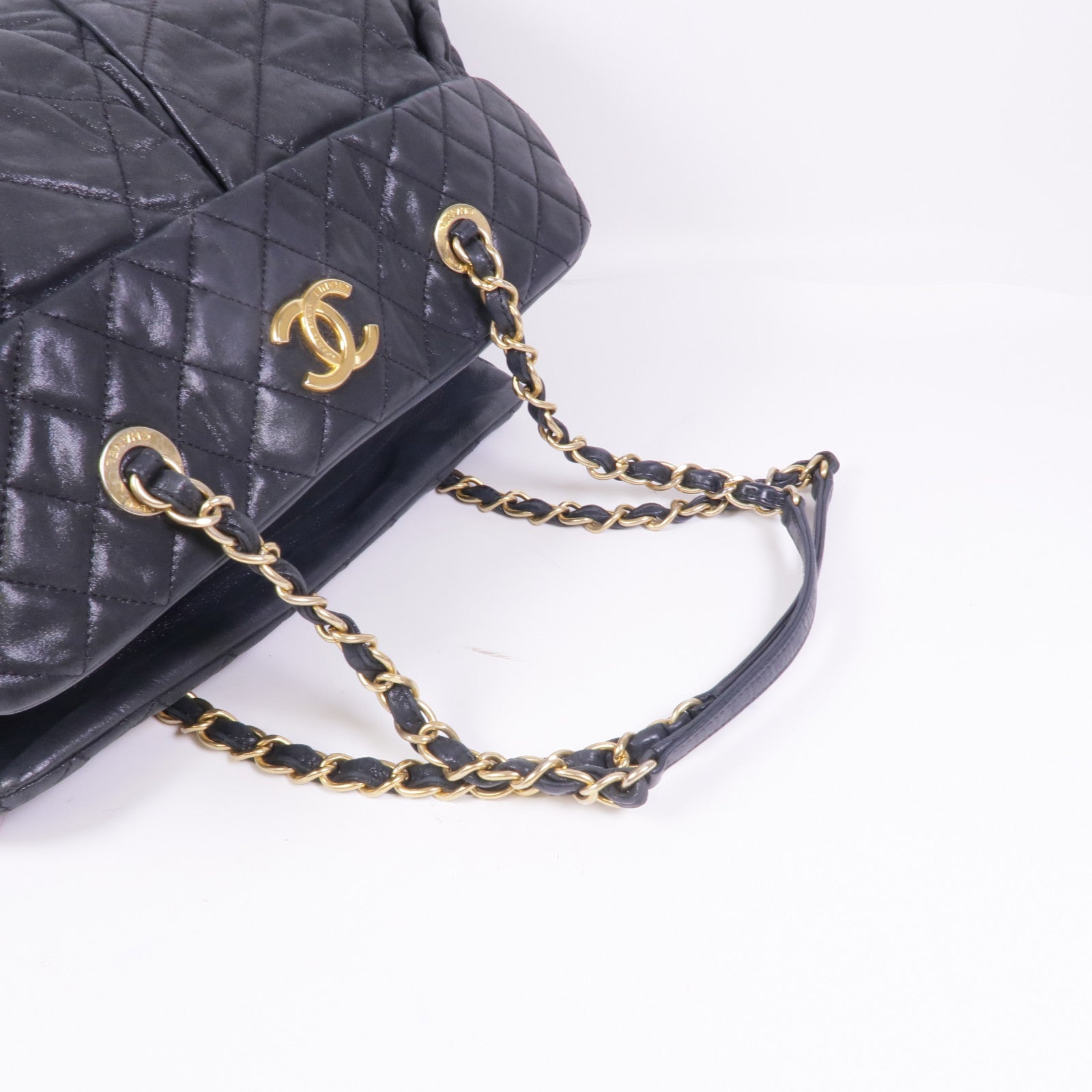 CHANEL 牛皮皮革Chain Shoulder/Tote金扣鏈帶肩背袋/手挽袋
