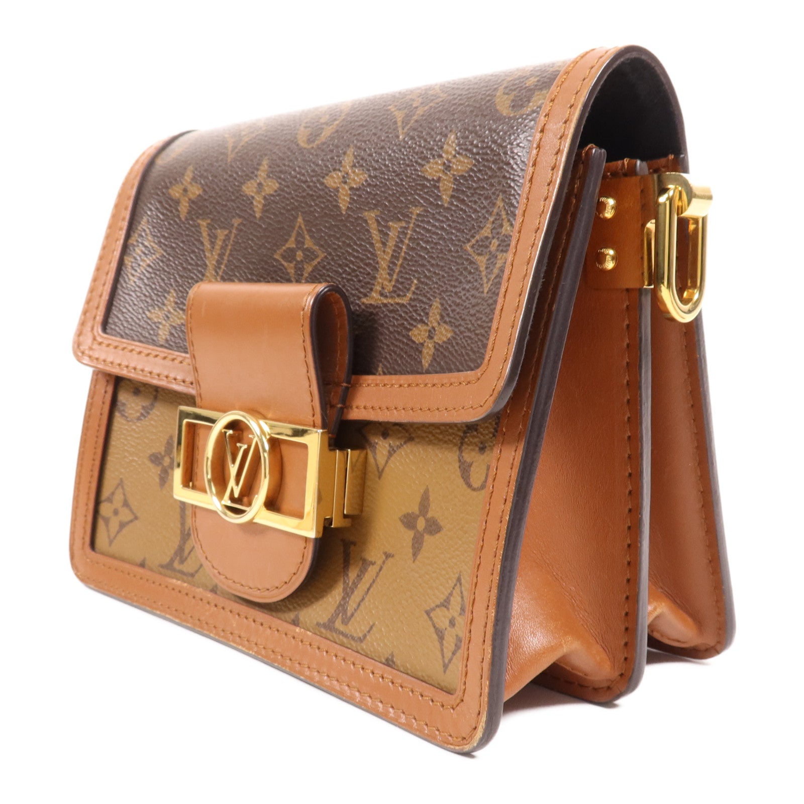 LOUIS VUITTON Monogram Reverse Mini Dauphine金扣肩背袋