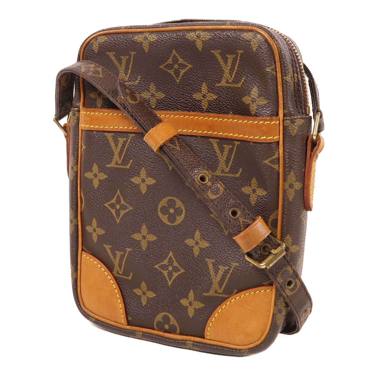 LOUIS VUITTON Monogram Danube金扣肩背袋棕色