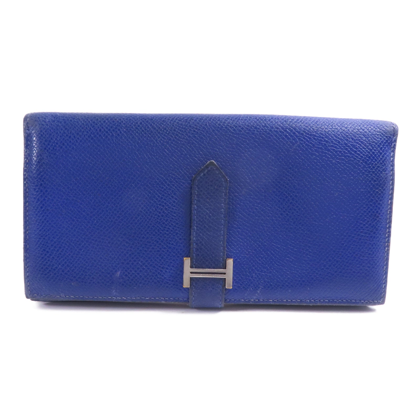 HERMES 【激減優惠】Epsom皮革Bearn Long Wallet銀扣長錢包Bleu Electrique