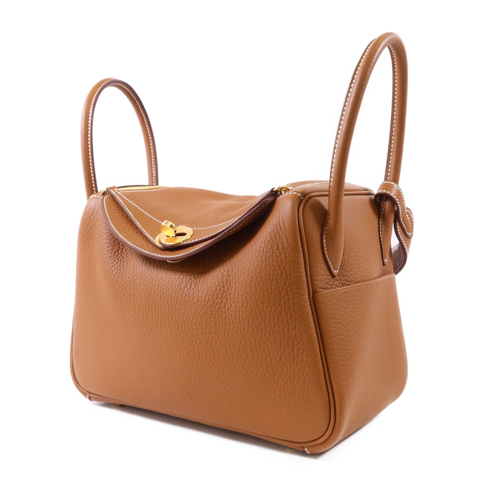 HERMES Clemence皮革Lindy 26金扣肩背袋