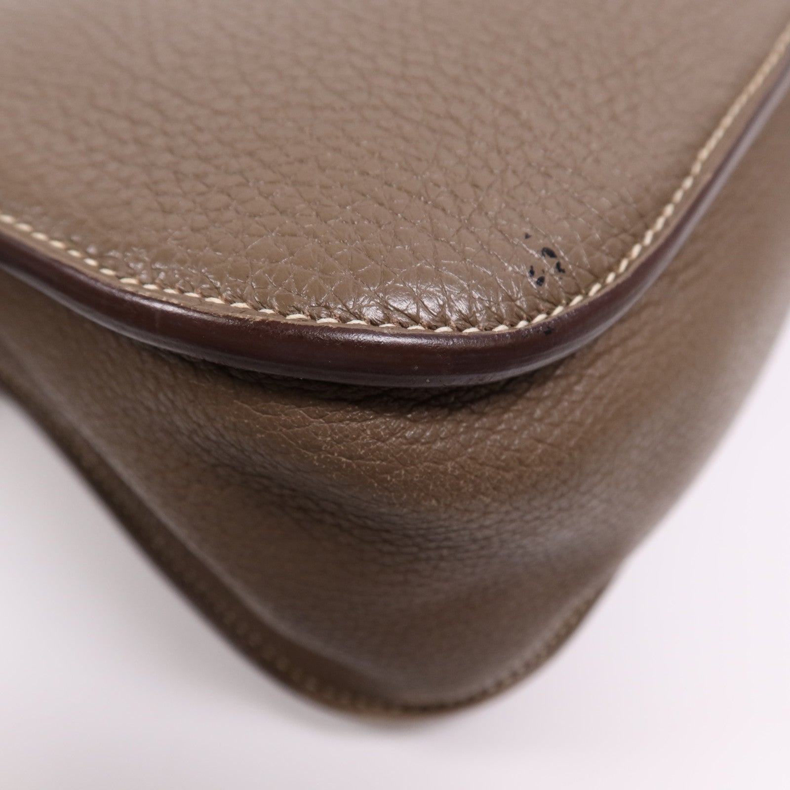 HERMES Clemence皮革Halzan 31銀扣手挽肩背兩用袋Etoupe