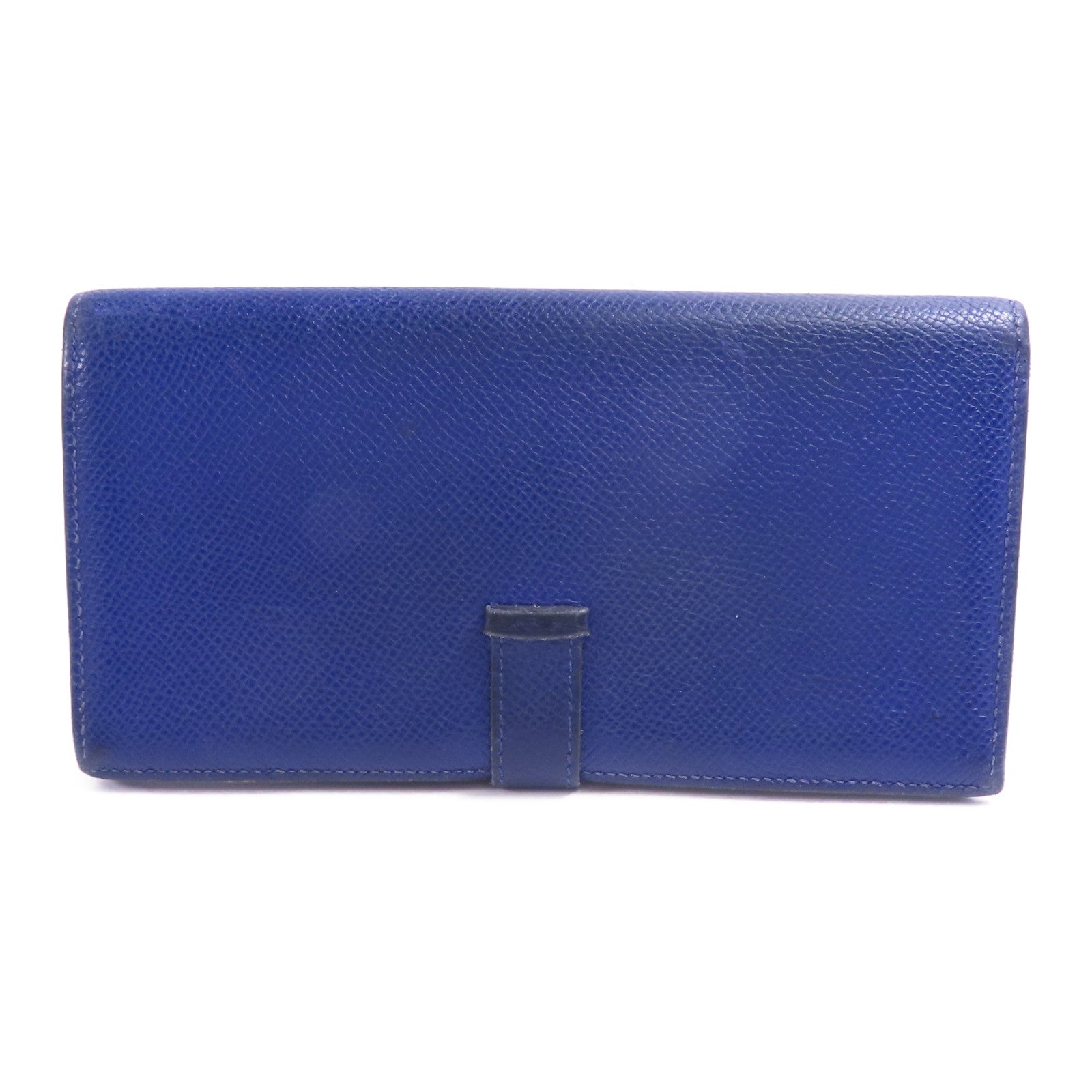 HERMES Epsom皮革Bearn Long Wallet銀扣長錢包Bleu Electrique