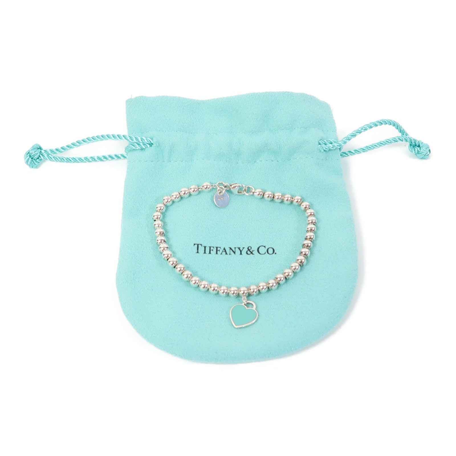TIFFANY＆CO 925純銀Heart Tag Bead Bracelet手鏈