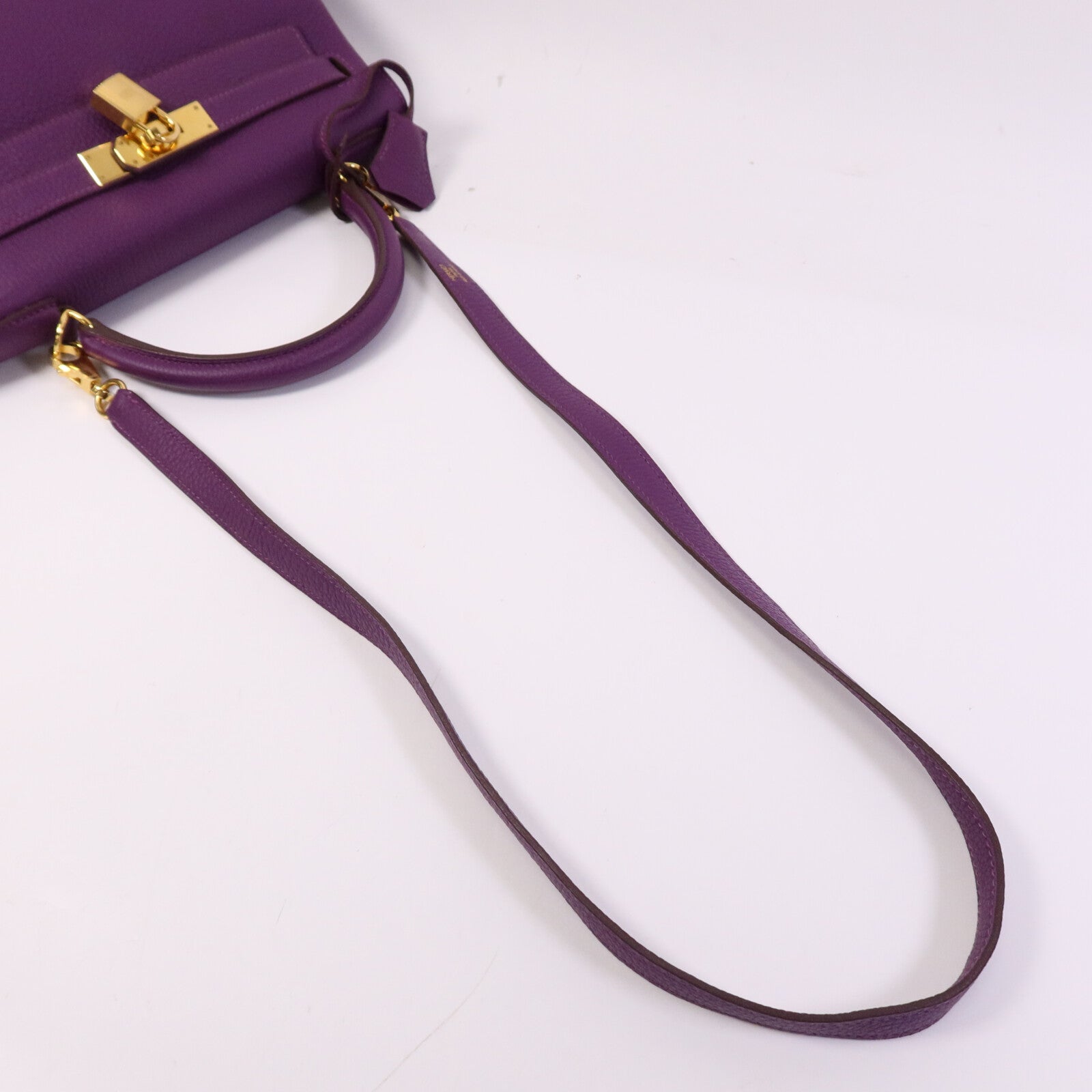 HERMES Togo皮革Kelly 28金扣手挽肩背兩用袋Anemone