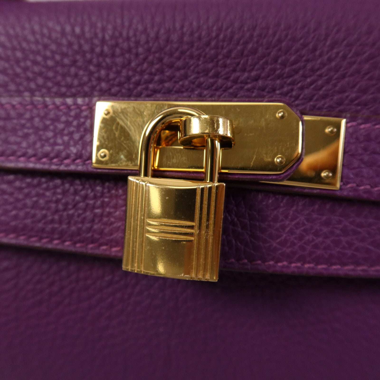 HERMES Togo皮革Kelly 28金扣手挽肩背兩用袋Anemone