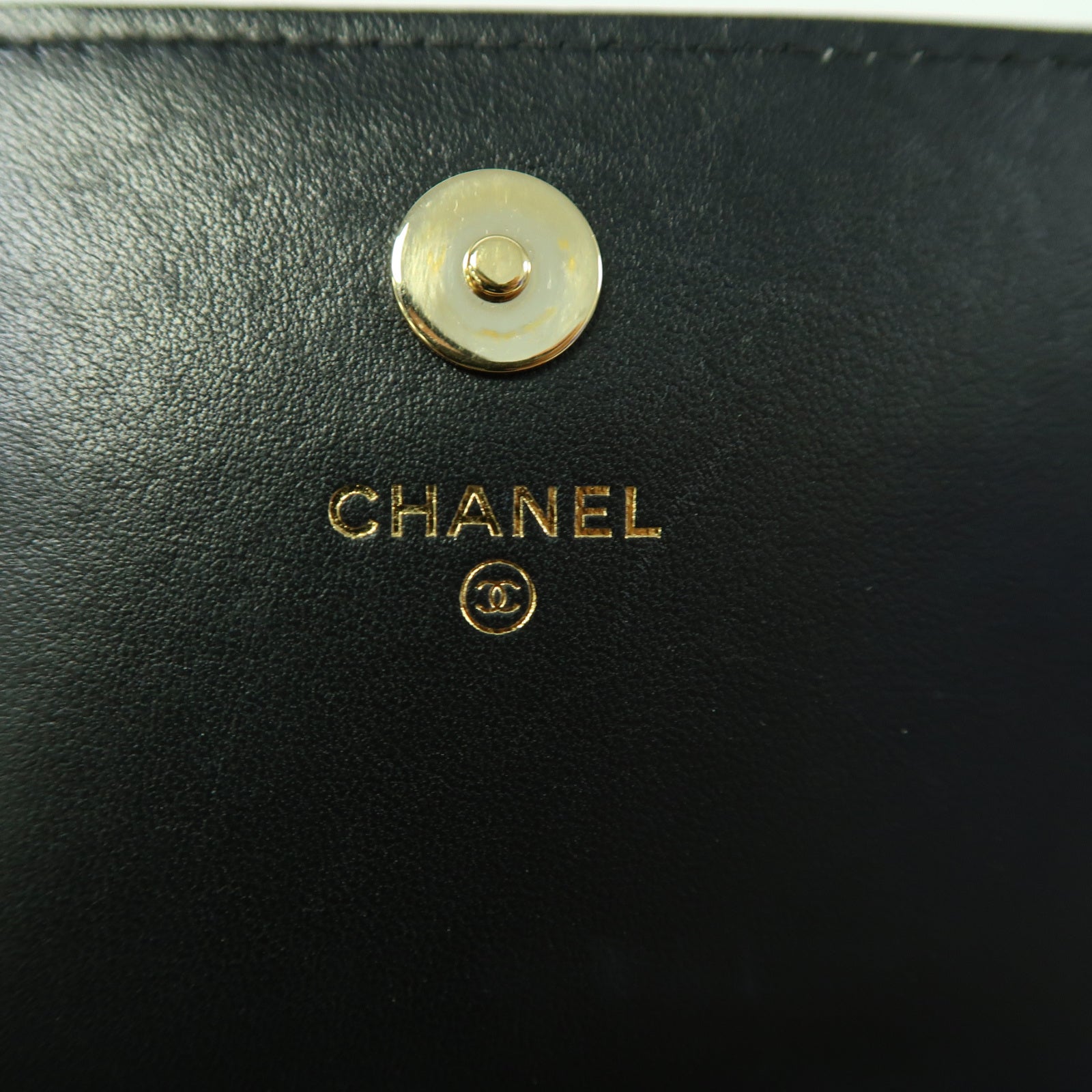 CHANEL 菱格羊皮皮革Chain Shoulder金扣鏈帶肩背袋黑色