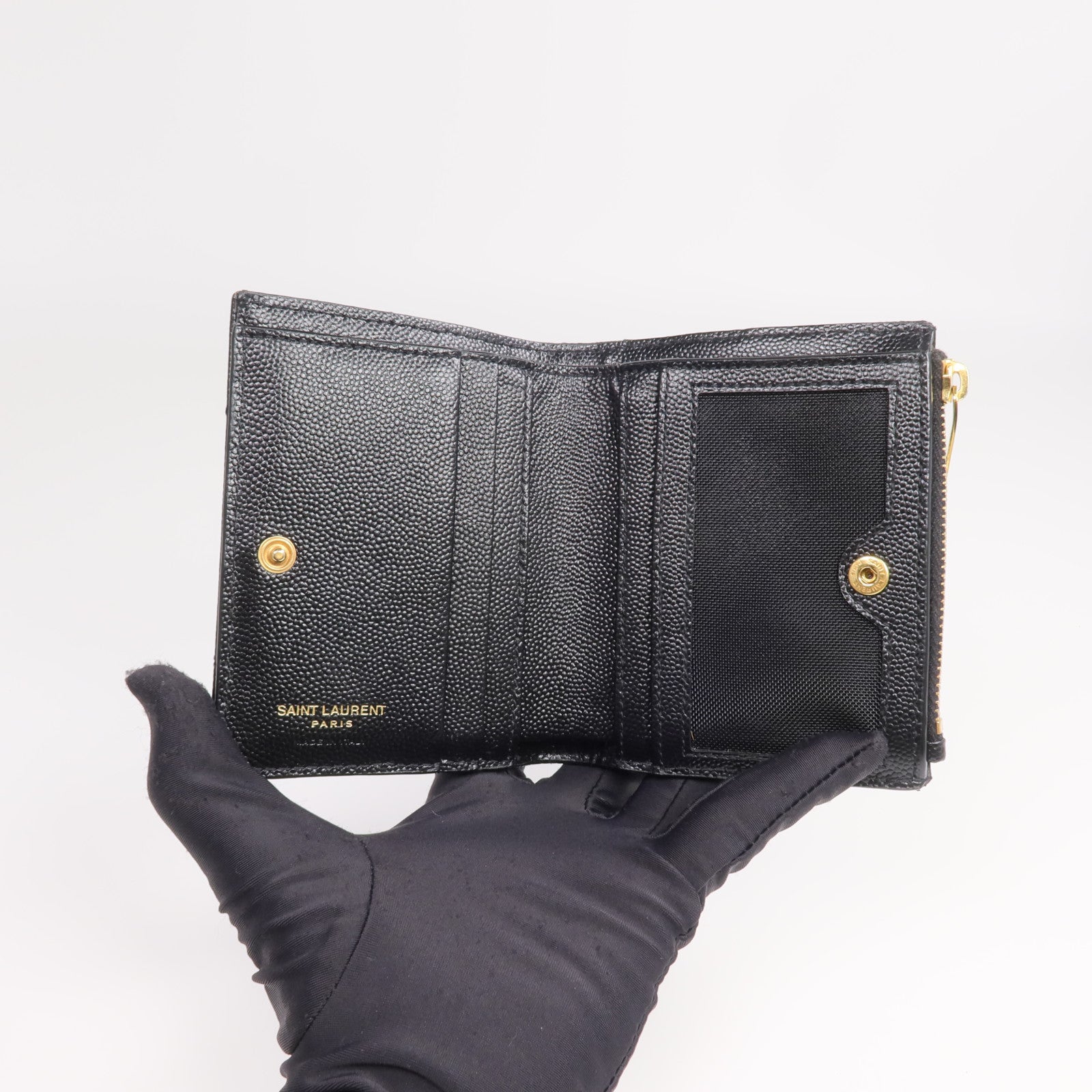 SAINT LAURENT 牛皮皮革Wallet金扣錢包