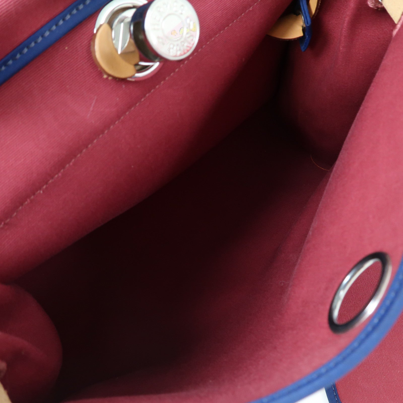 HERMES 帆布Herbag GM銀扣手挽肩背兩用袋紅色