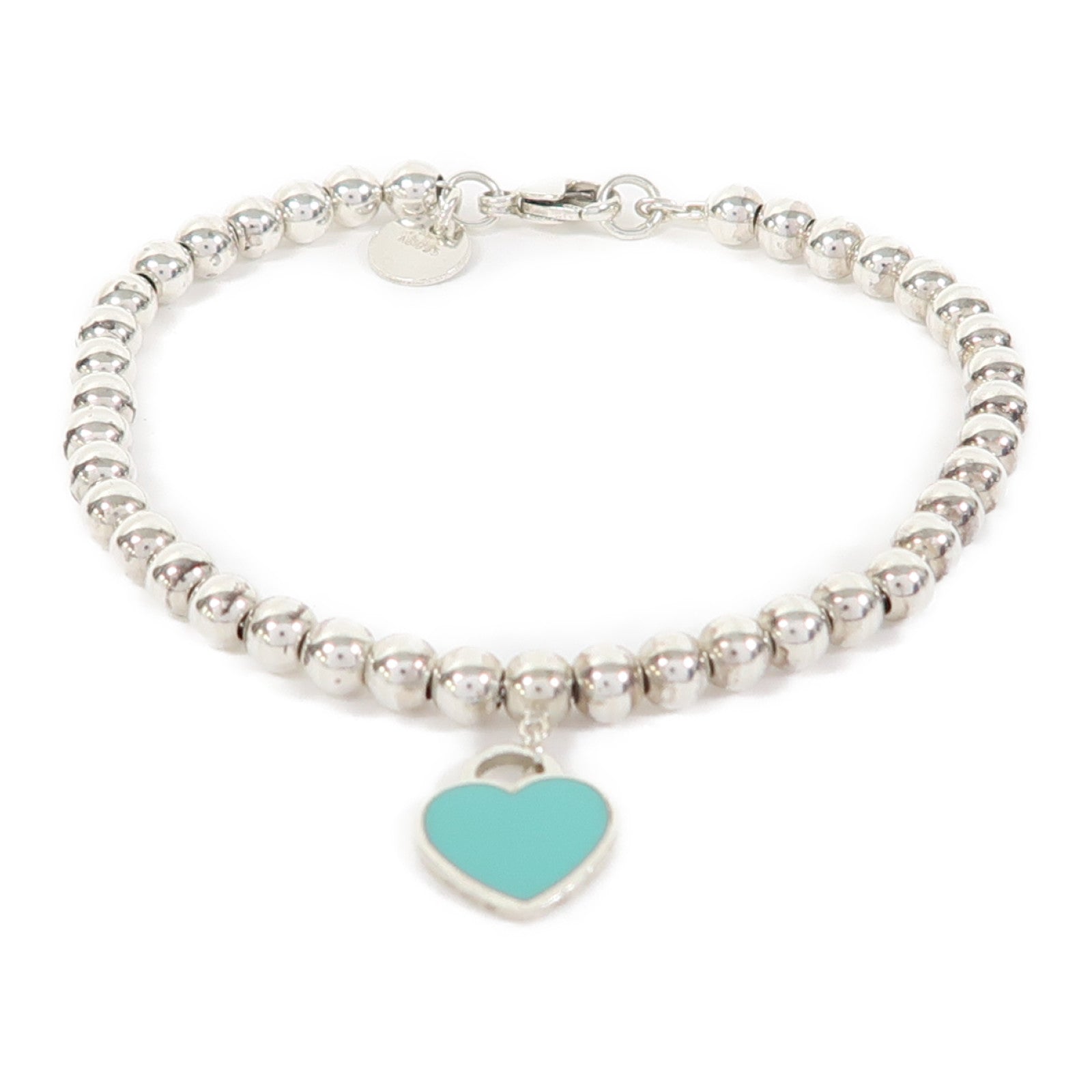 TIFFANY＆CO 925純銀Heart Tag Bead Bracelet手鏈