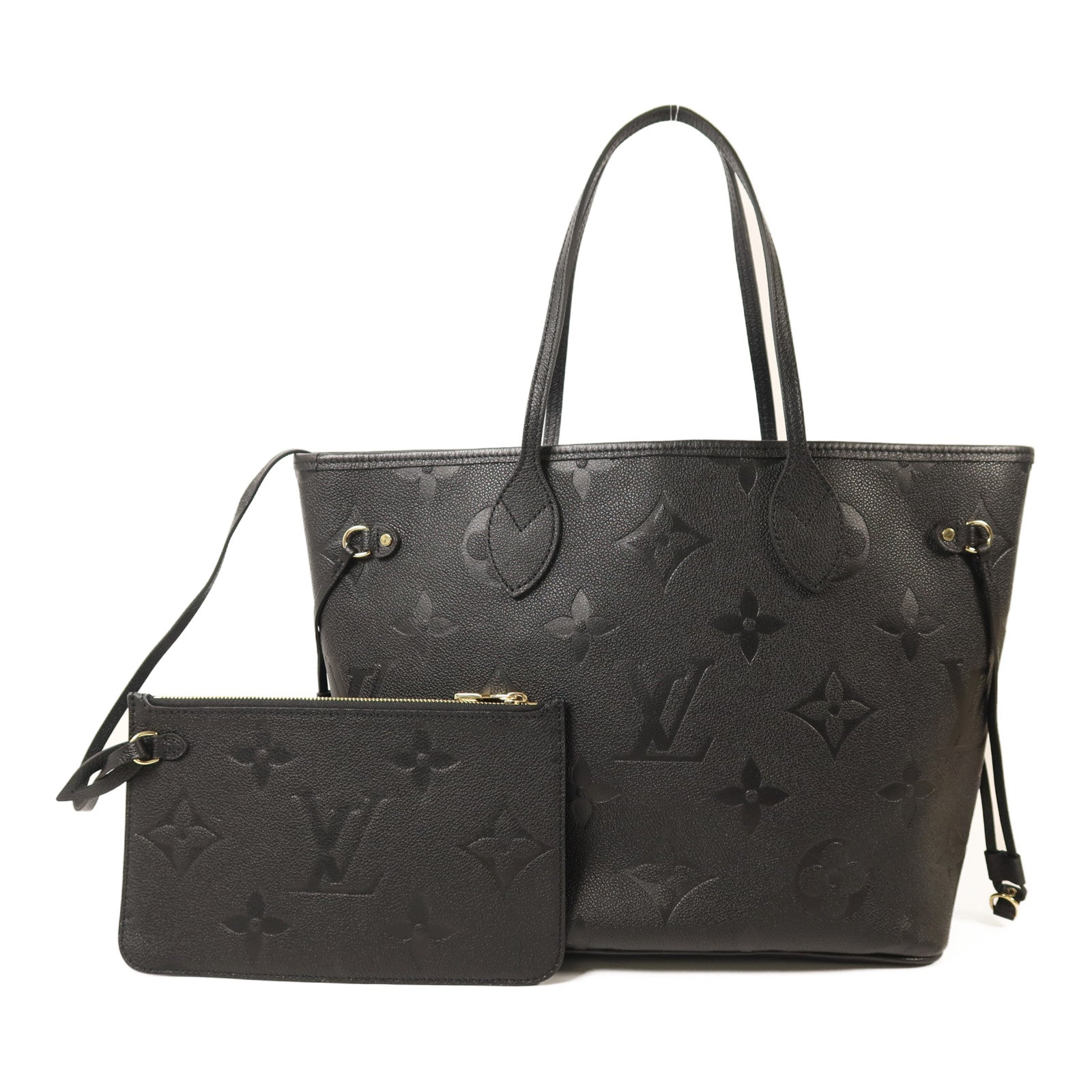LOUIS VUITTON Monogram Empreinte Neverfull MM金扣手挽袋