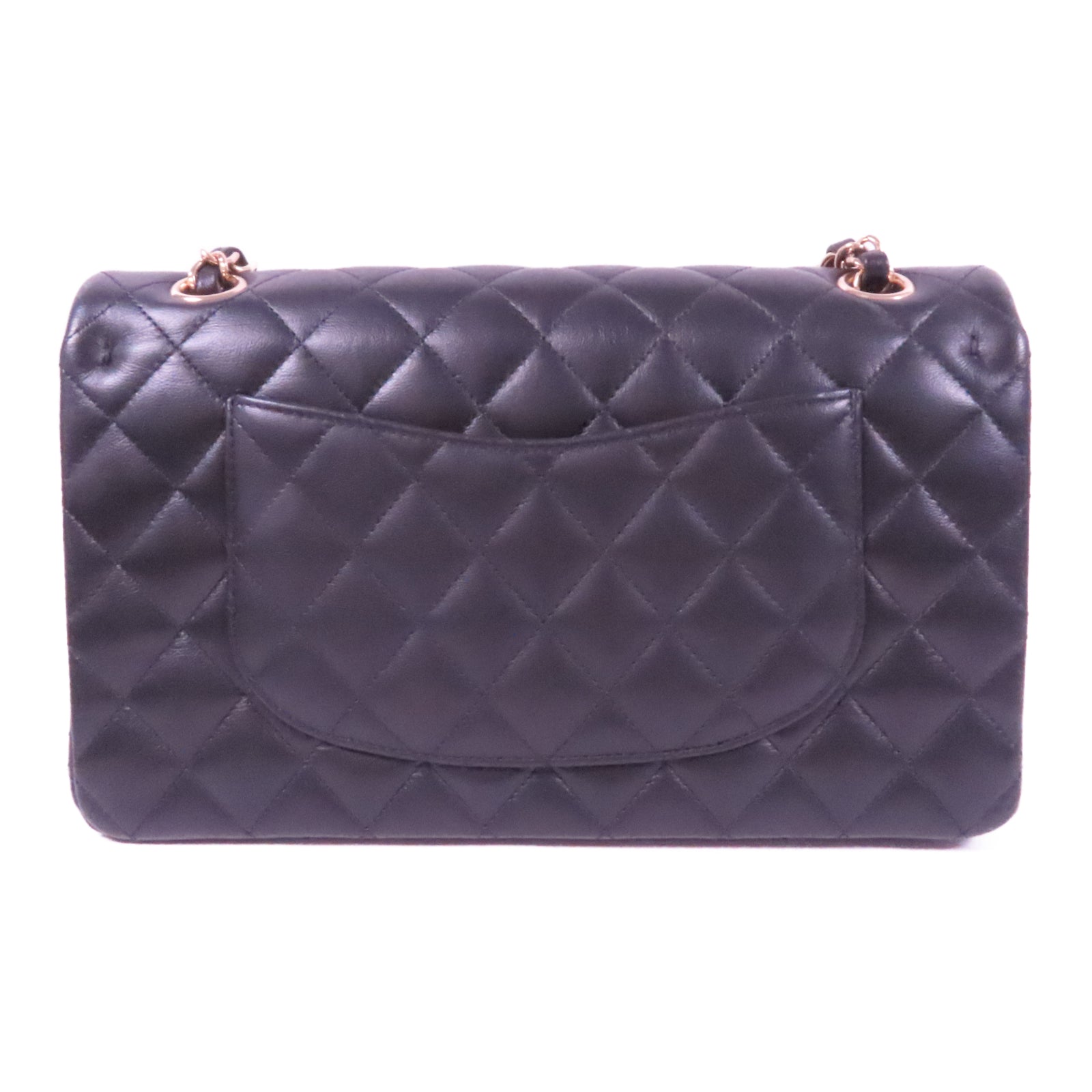 CHANEL 菱格羊皮皮革Classic 25金扣鏈帶肩背袋黑色