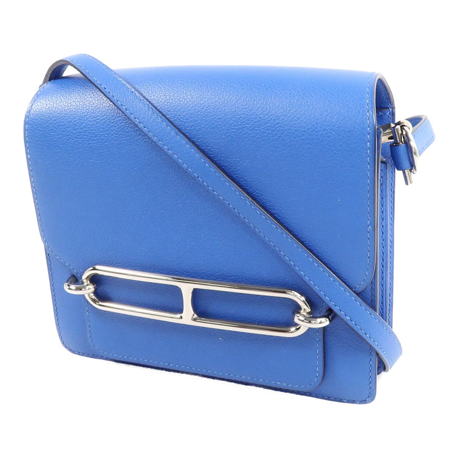 HERMES Evercolor皮革Mini Roulis肩背袋Bleu Hydra