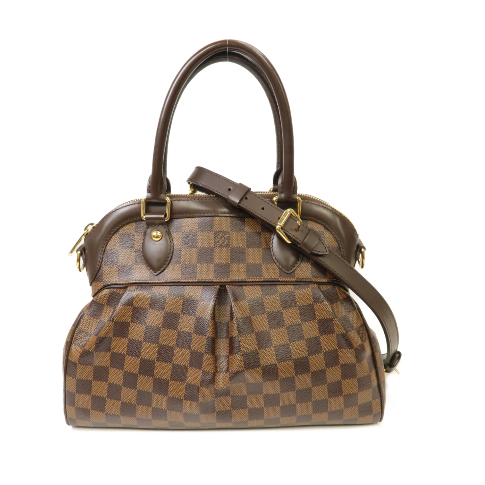 LOUIS VUITTON 【激減優惠】Damier Trevi PM金扣手挽肩背兩用袋棕色