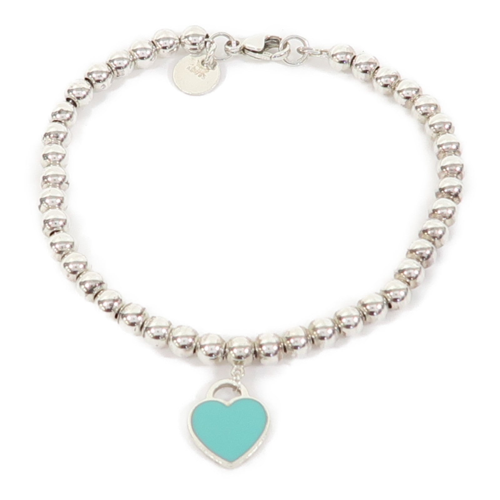 TIFFANY＆CO 925純銀Heart Tag Bead Bracelet手鏈