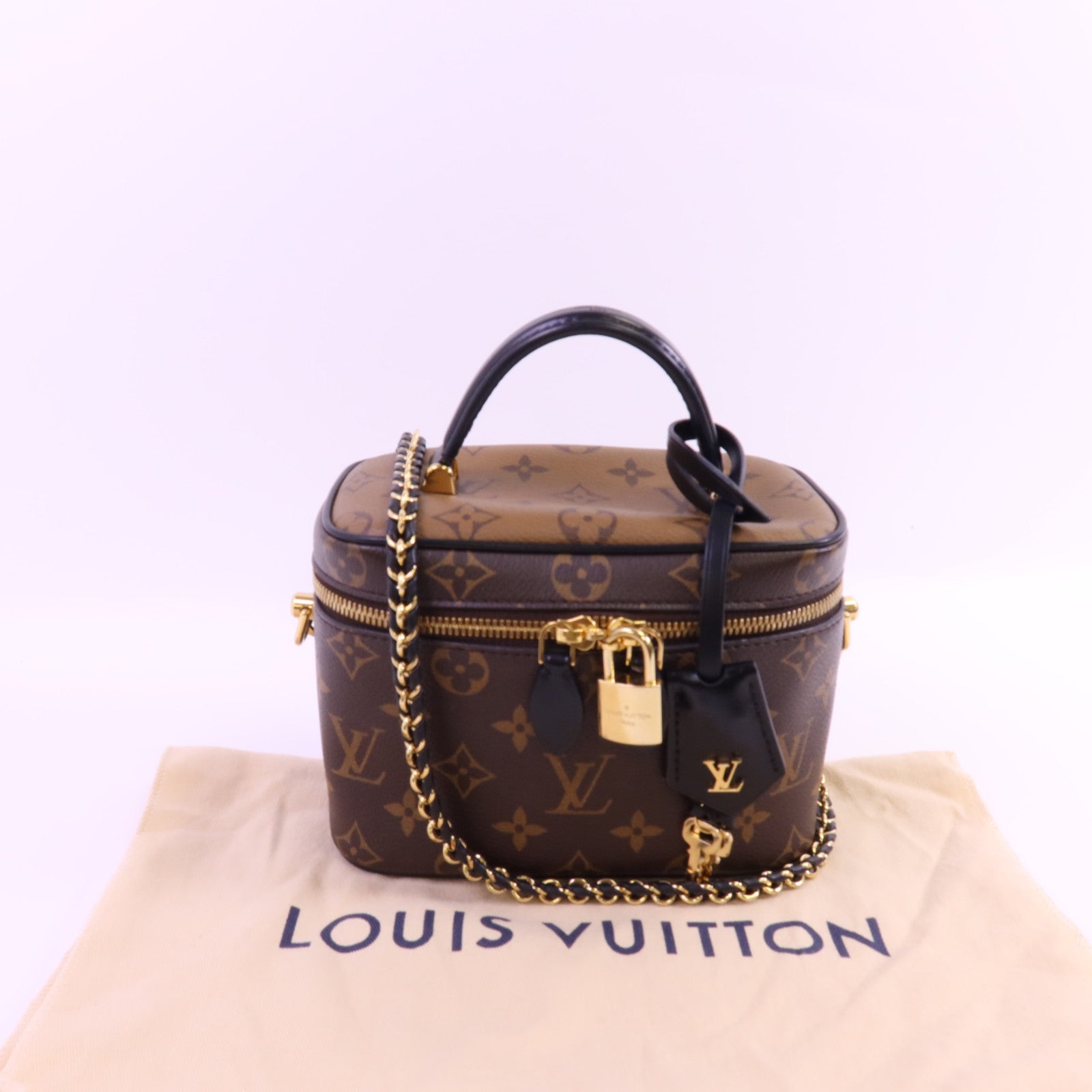 LOUIS VUITTON 【激減優惠】Monogram Reverse Vanity PM金扣鏈帶手挽肩背兩用袋