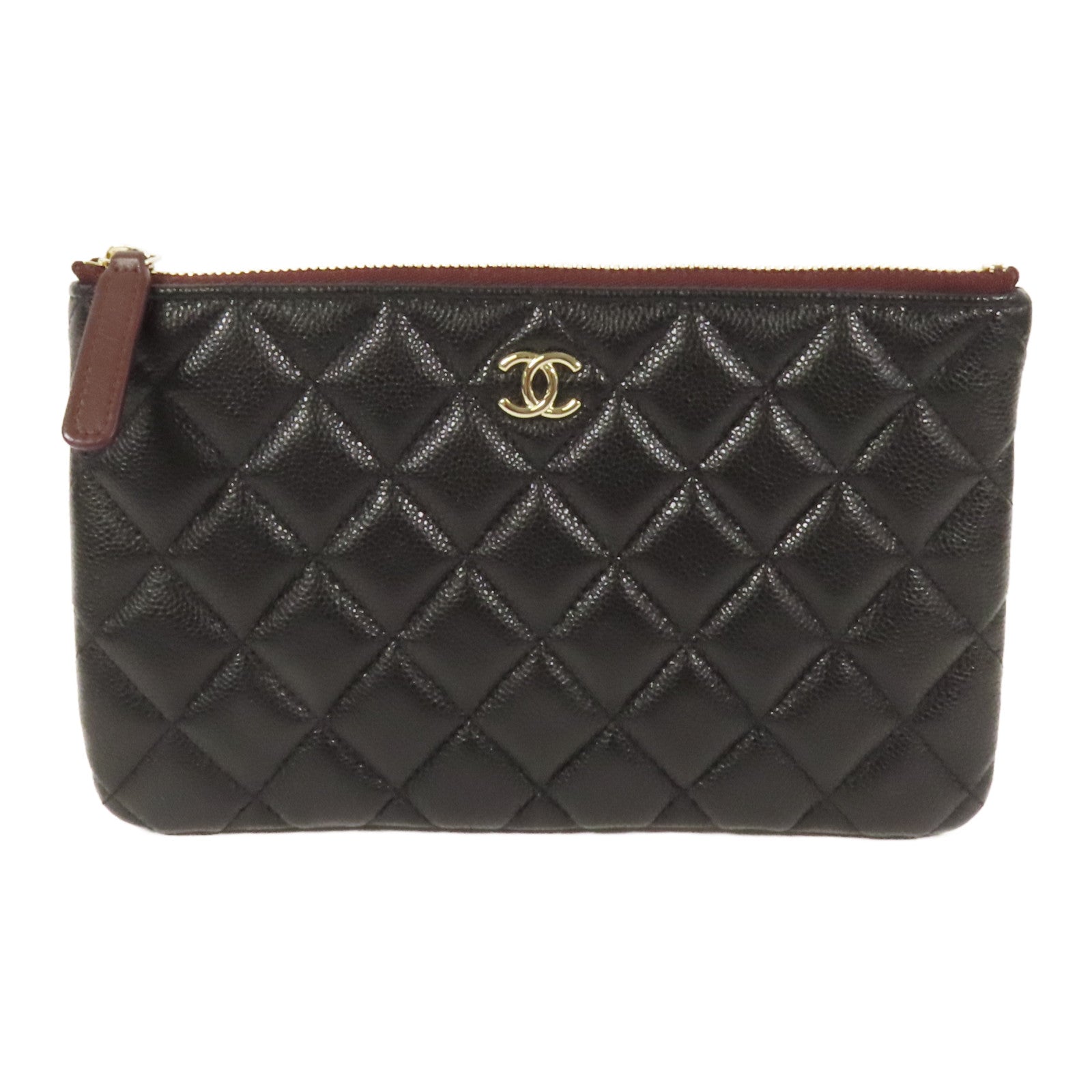 CHANEL 牛皮皮革Pouch金扣手拿包