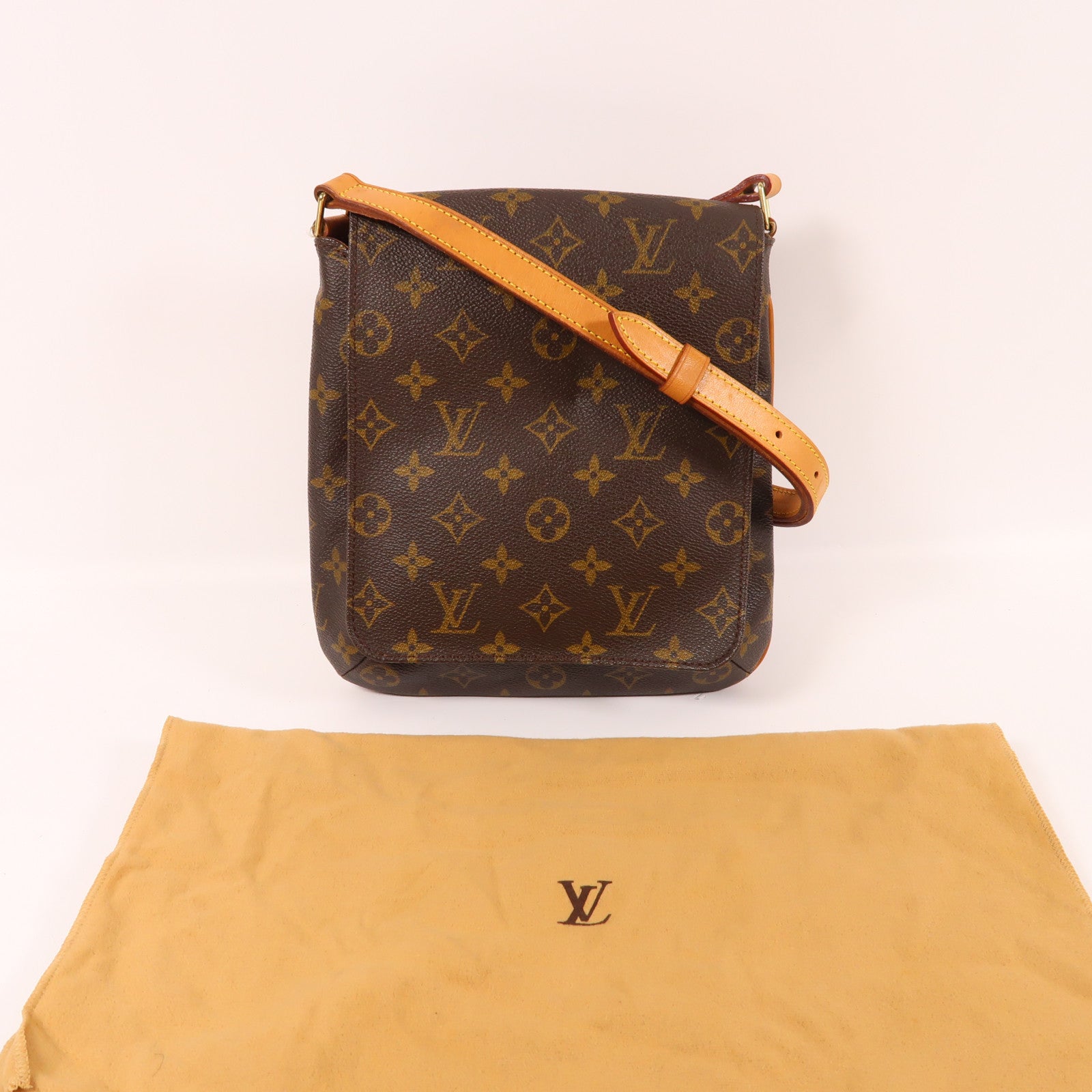 LOUIS VUITTON Monogram Musette Salsa金扣肩背袋棕色