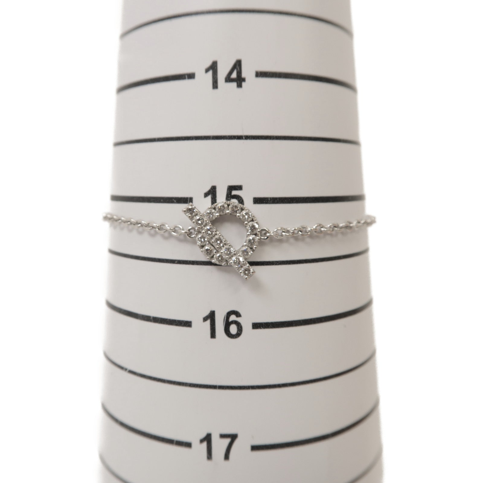 HERMES 18K白金Finesse Bracelet鑽石手鏈銀色