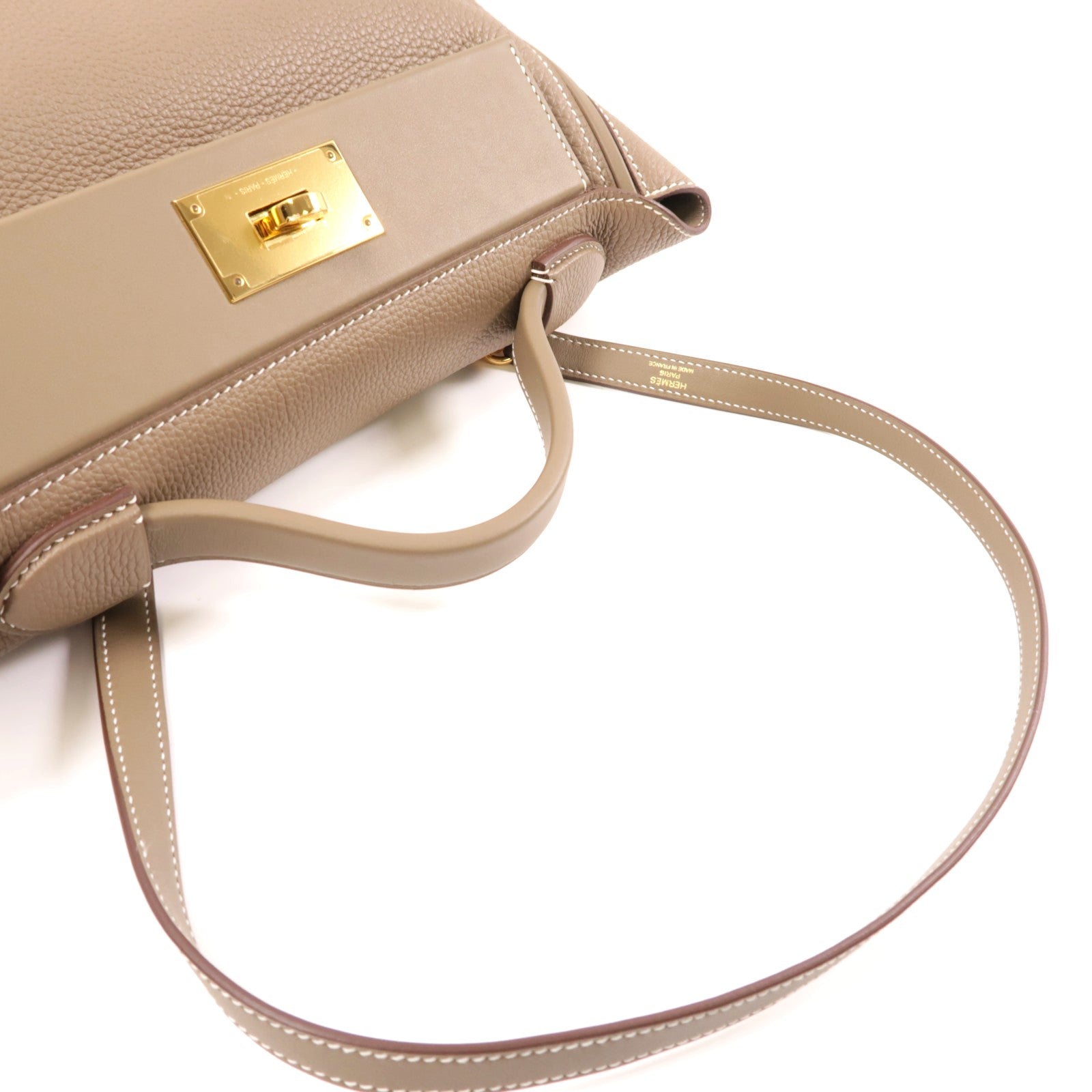 HERMES Togo皮革/Swift皮革24/24 29cm金扣手挽肩背兩用袋大象灰色