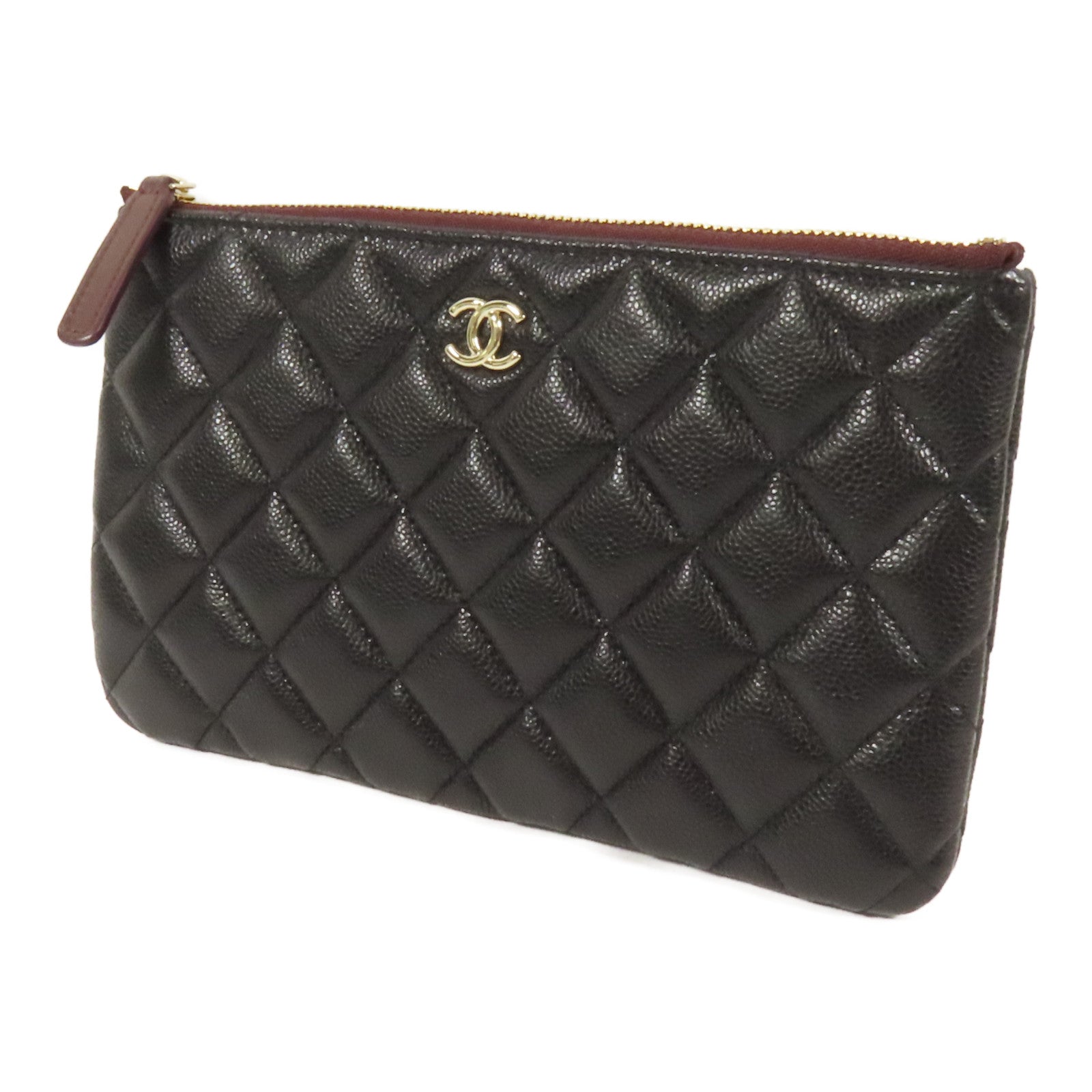 CHANEL 牛皮皮革Pouch金扣手拿包