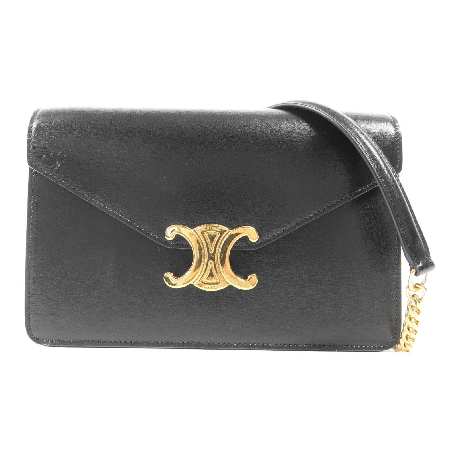 CELINE 牛皮皮革Margo Triomphe Chain金扣鏈帶肩背袋